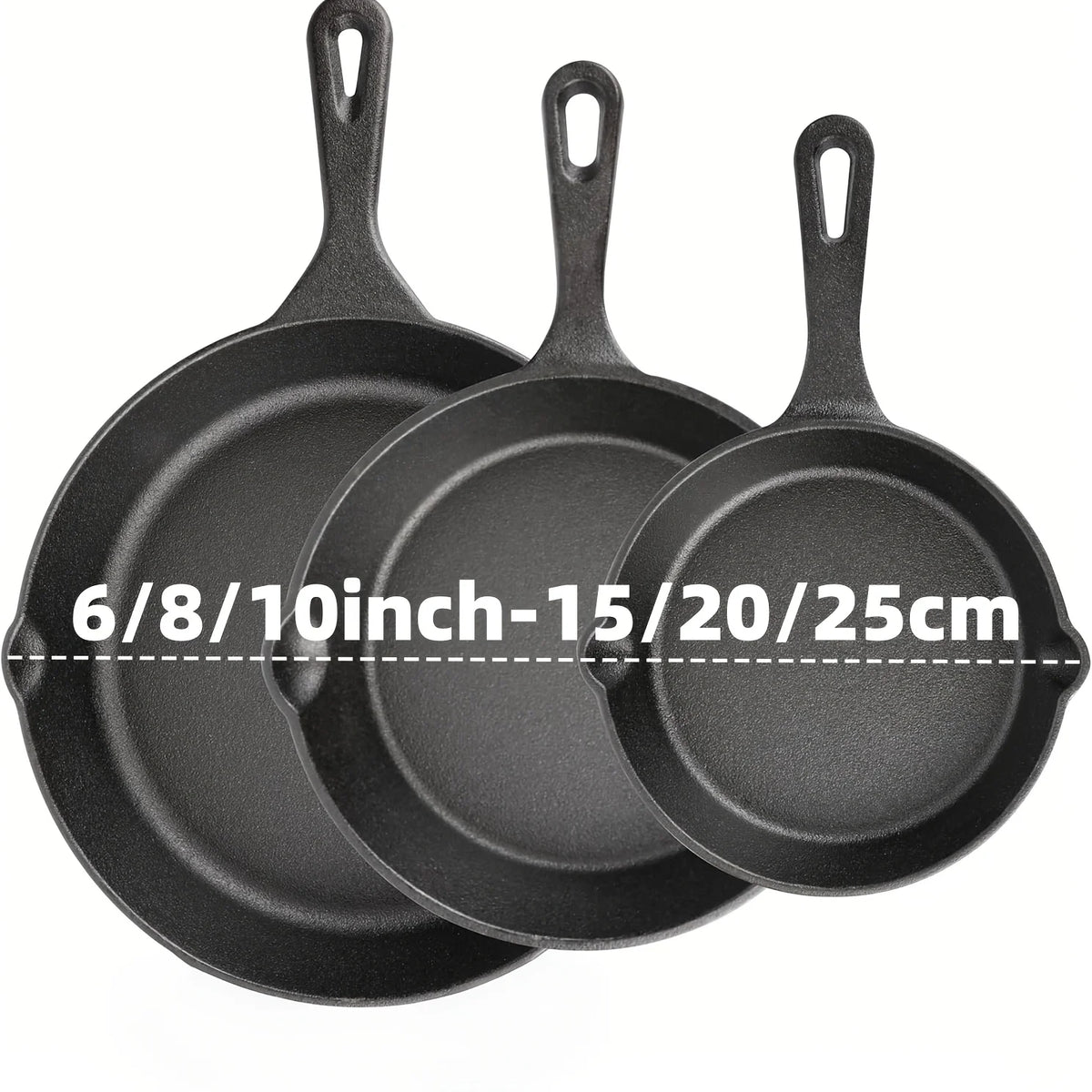 Pre-Seasoned Cast Iron Skillet Set for Oven Grill and Campfire