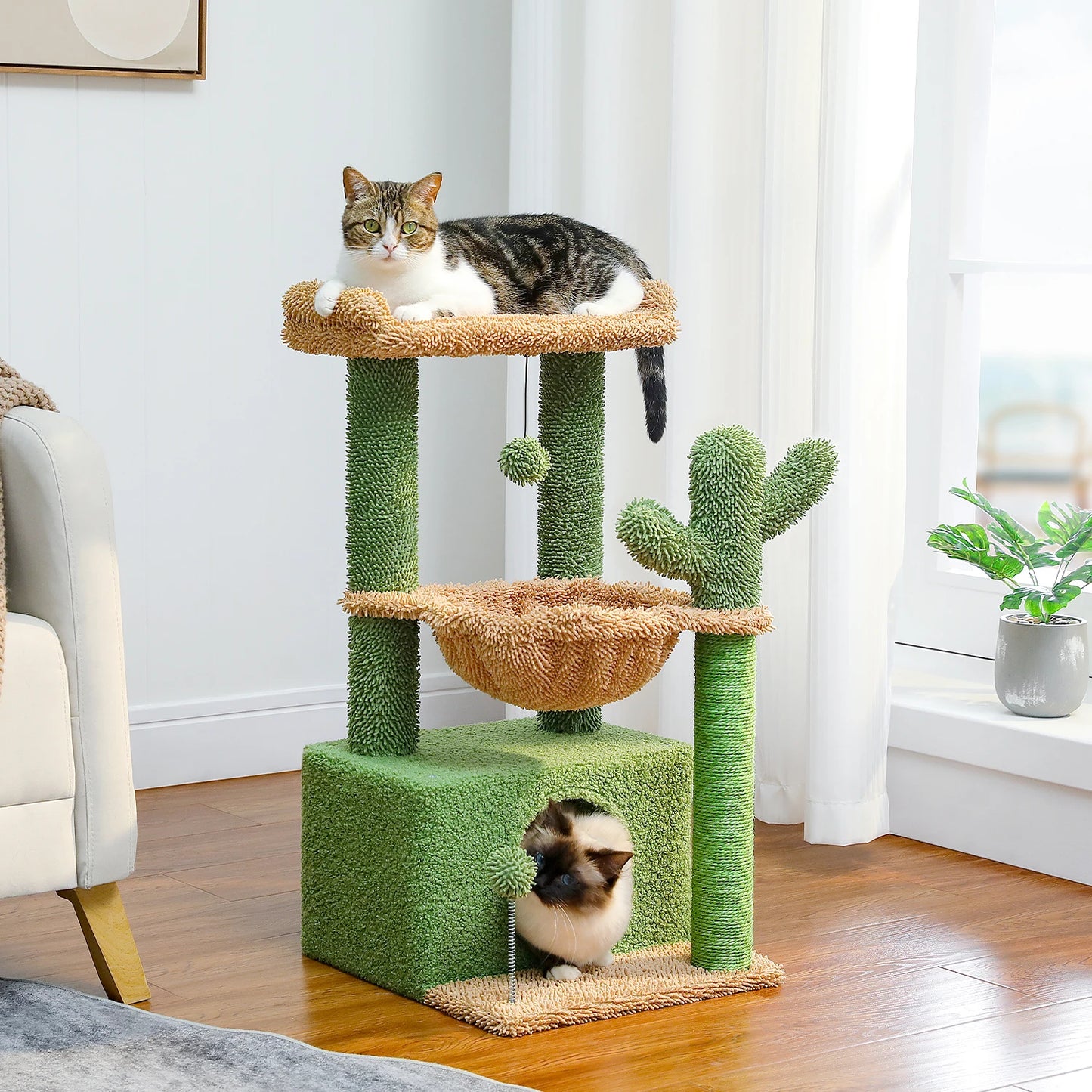 Pequlti 4 In 1 Cactus Cat Tree With Scratching Post