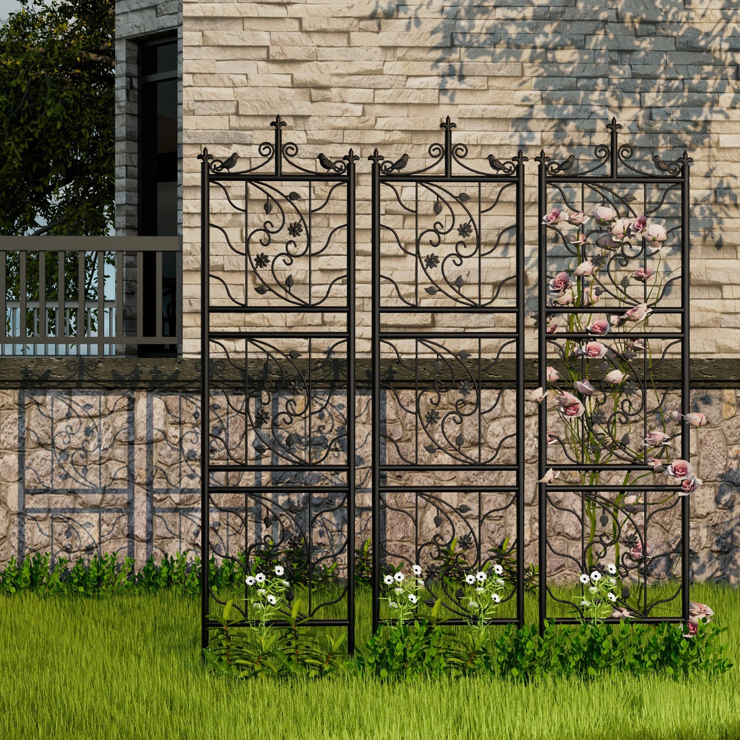 Garden Trellis Metal Fence Panel For Climbing Plants And Flowers