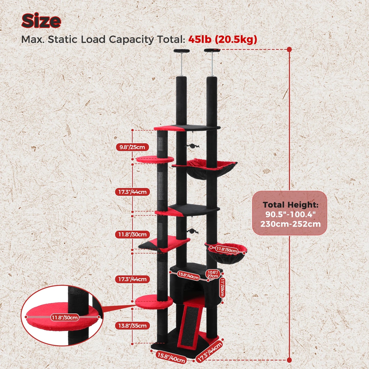 PAWZ Road Adjustable Height Floor To Ceiling Cat Tower
