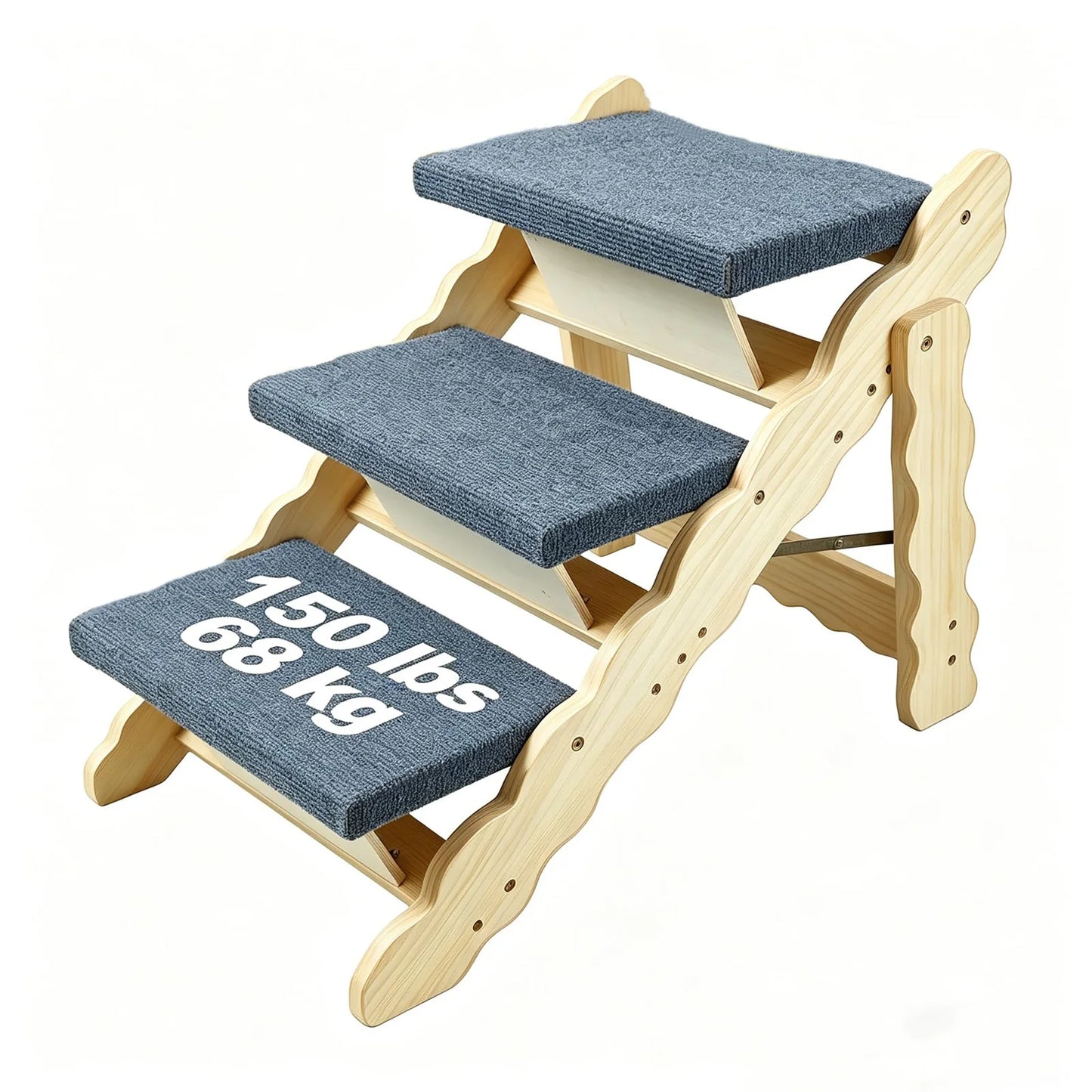 DishyKooker Wooden Pet Stairs And Foldable Dog Ramp