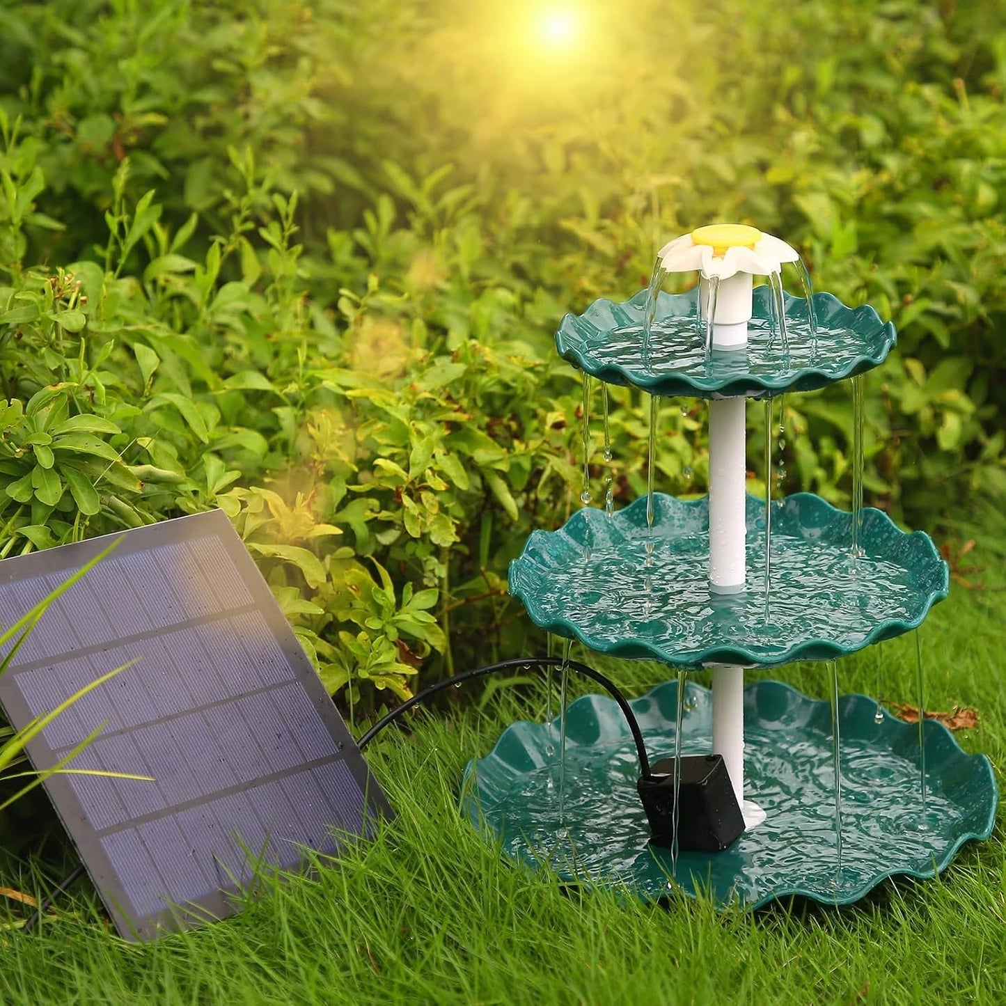 Solar Powered Bird Bath Fountain For Garden Fish Tank