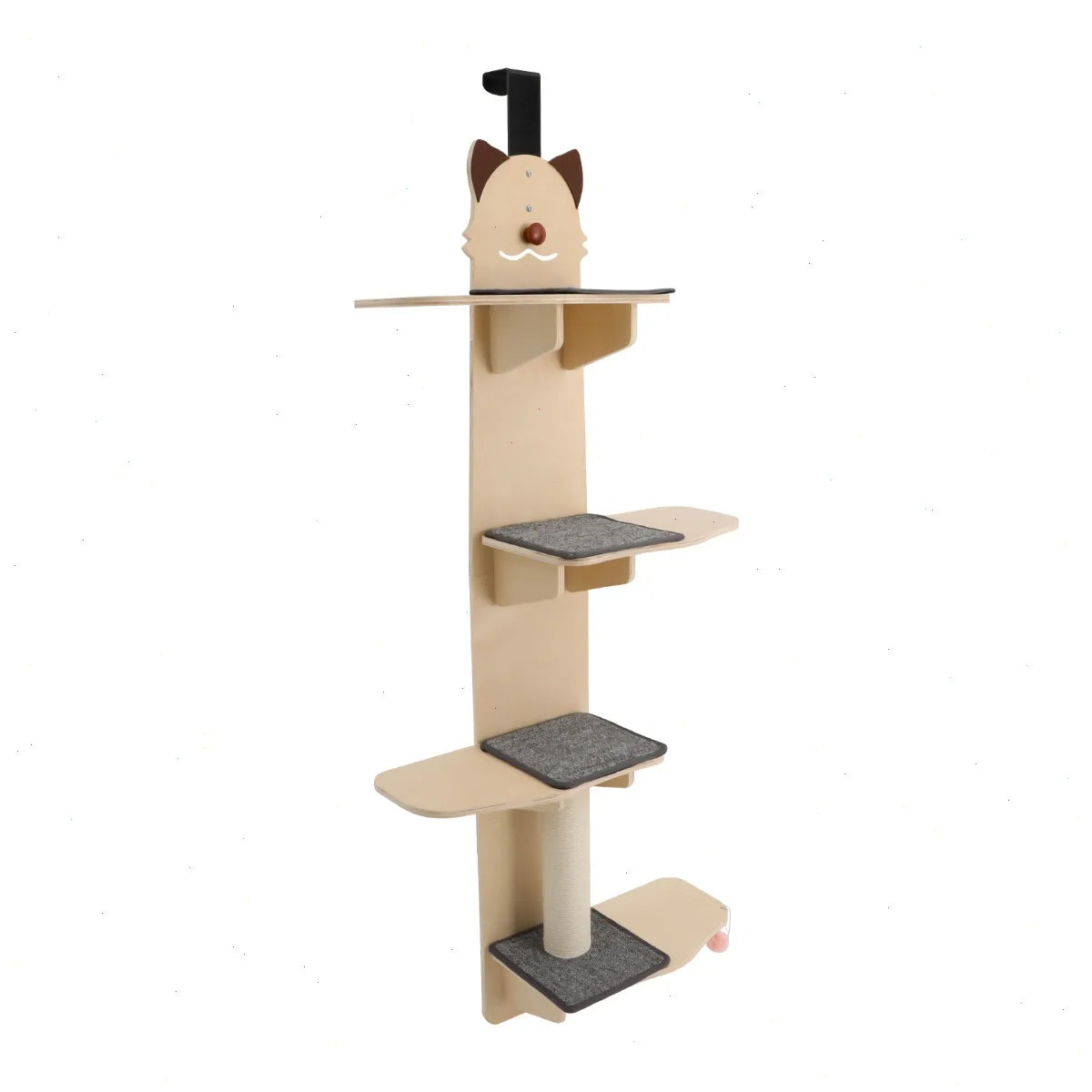 Door Hanging Cat Tree With Scratch Post And Teaser Ball