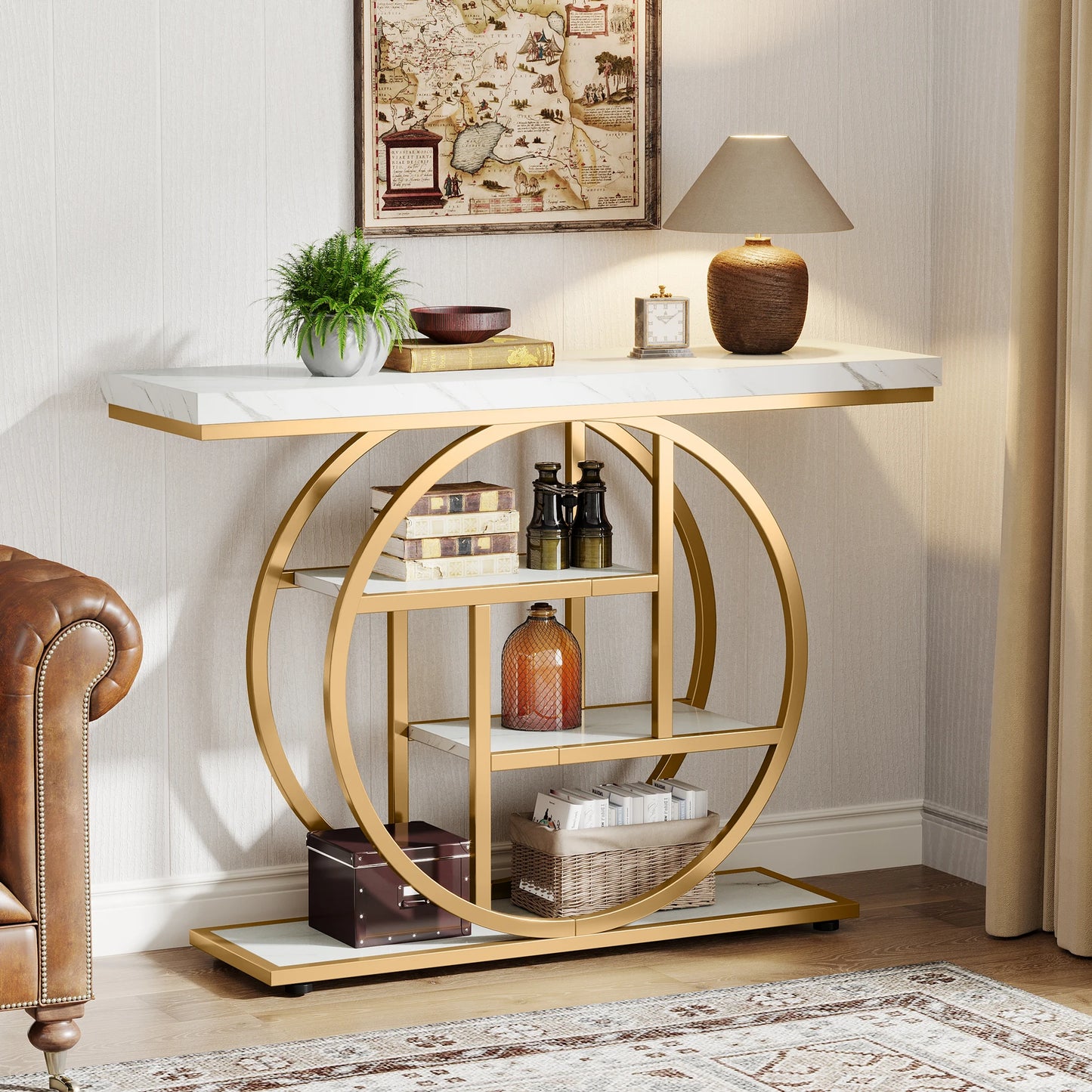 Tribesigns 4 Tier Metal Console Table Entryway Living Room Storage