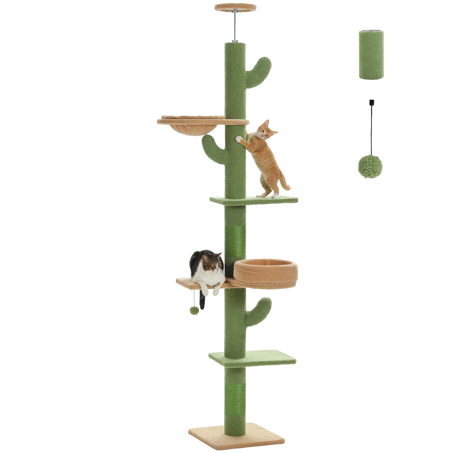 PEQULTI Adjustable Cactus Cat Tree With Scratching Post And Hammock