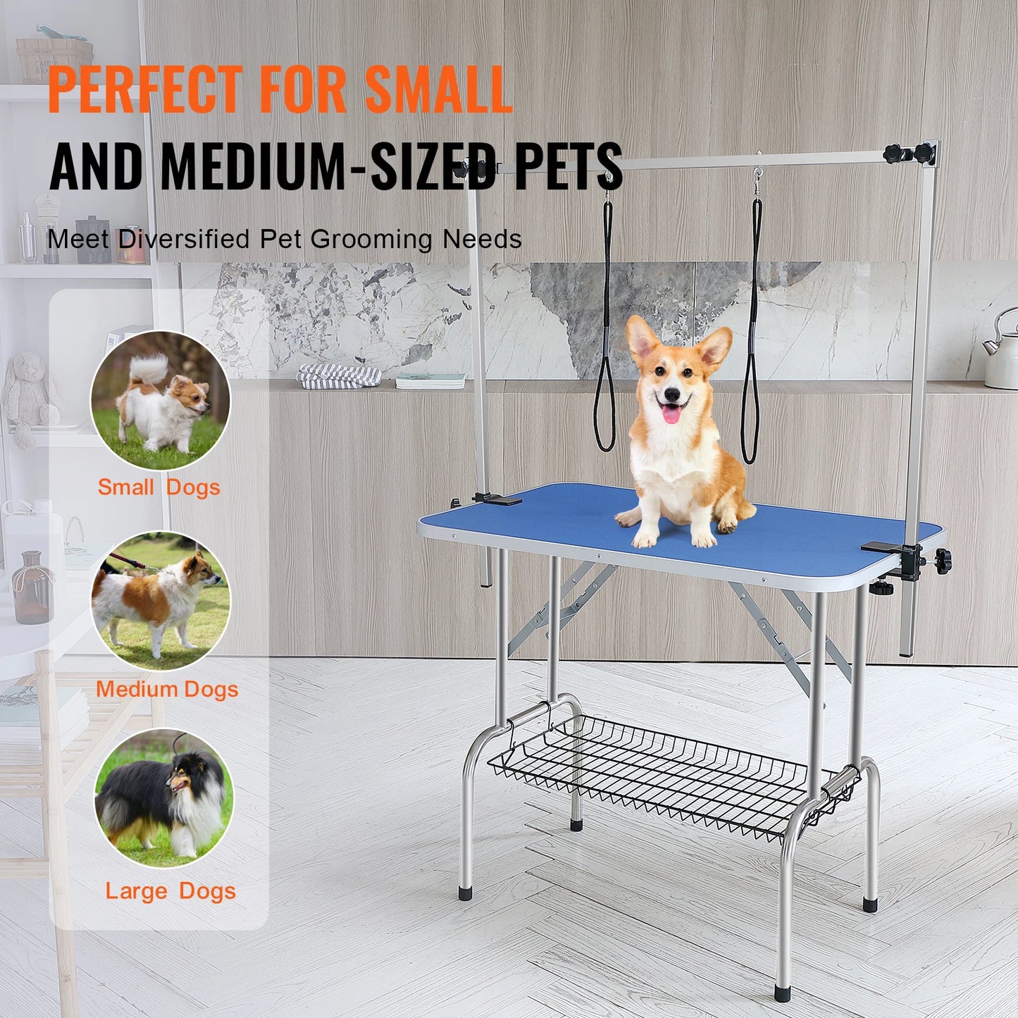 SucceBuy Foldable Pet Grooming Table With Arm Loop For Dogs