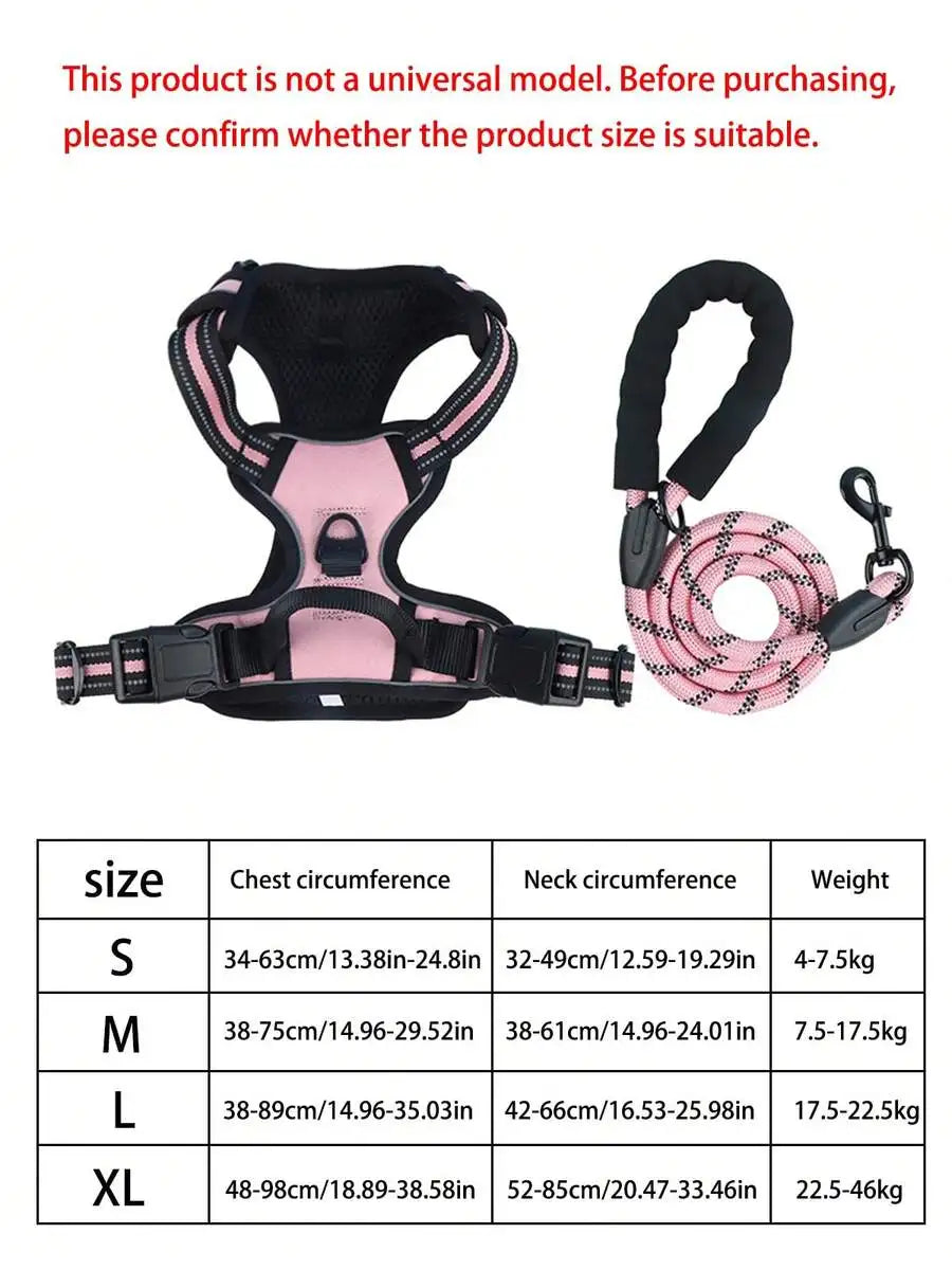 Reflective Dog Harness And Leash Set Featuring Breathable Design