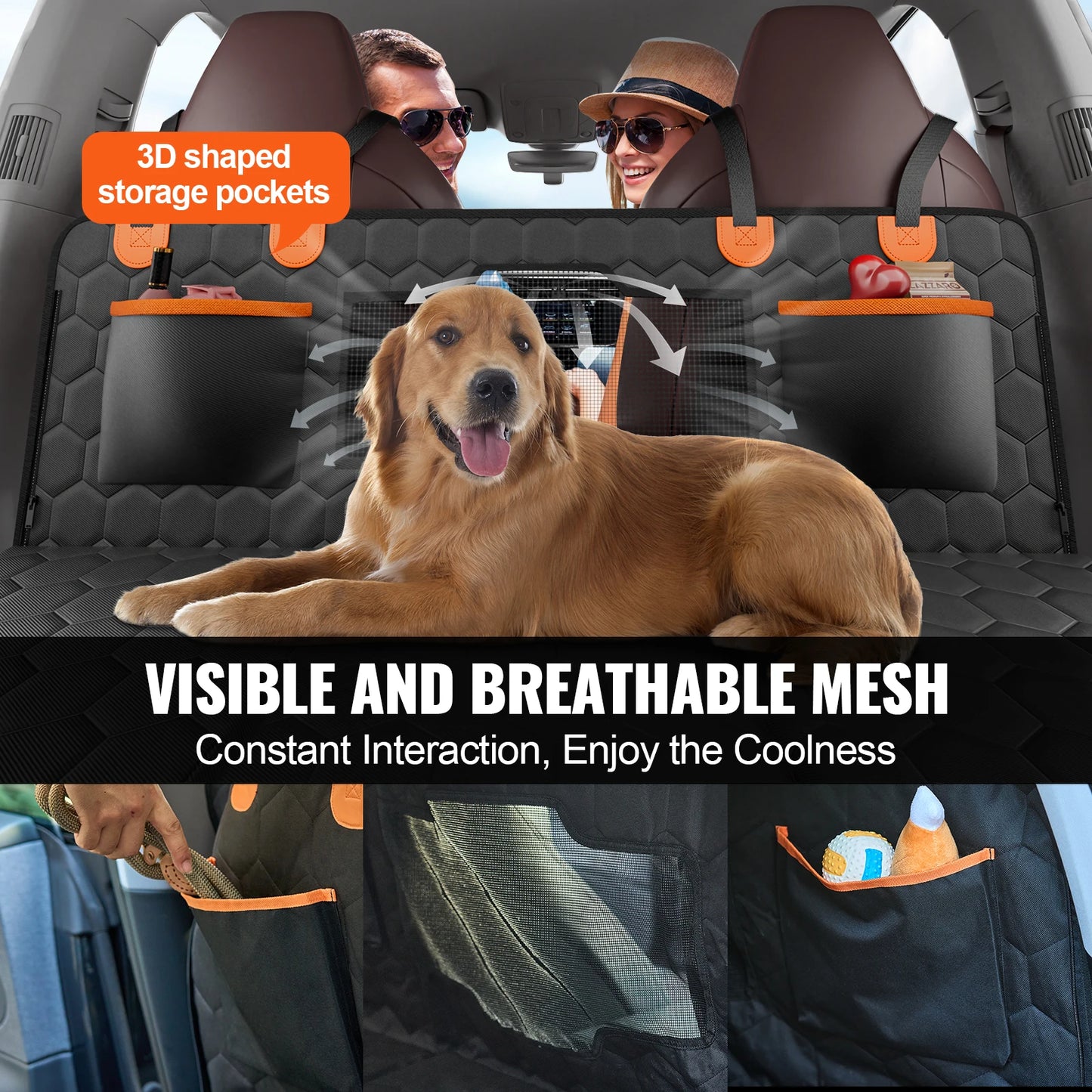 SucceBuy Dog Car Seat Back Extender With Mesh Vent Pocket