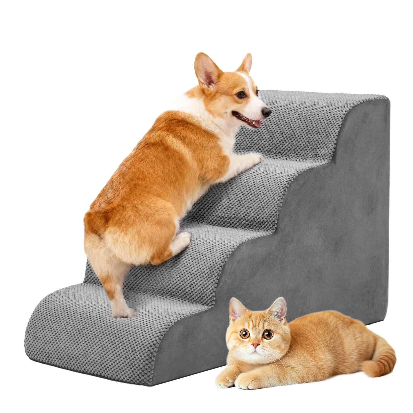Curved High Density Foam Dog Stairs For Small Pets Indoor