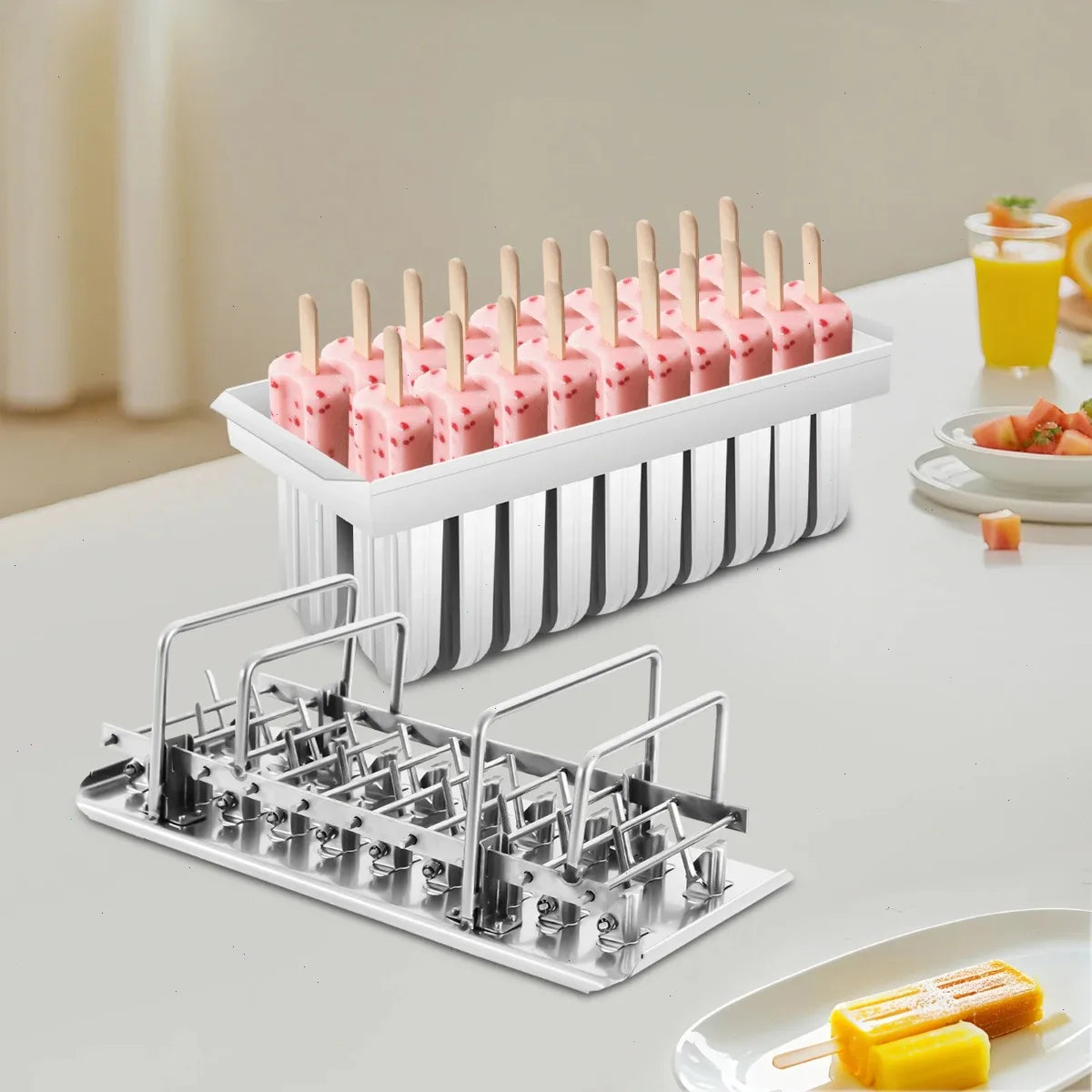 Ice Pop Mold, 0.8mm Stainless Steel, Makes 10/20/30 Pops, Removable One at a Time, Fast Freeze Design, Easy to Clean