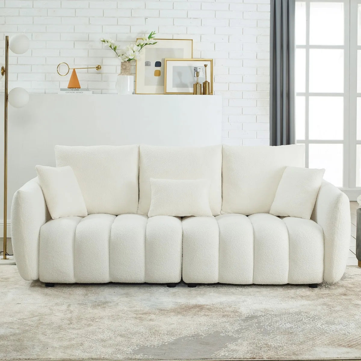 79.5" Boucle 3-Seater Modular Sofa, Modern Plush Cloud Couch for Living Room Small Apartment