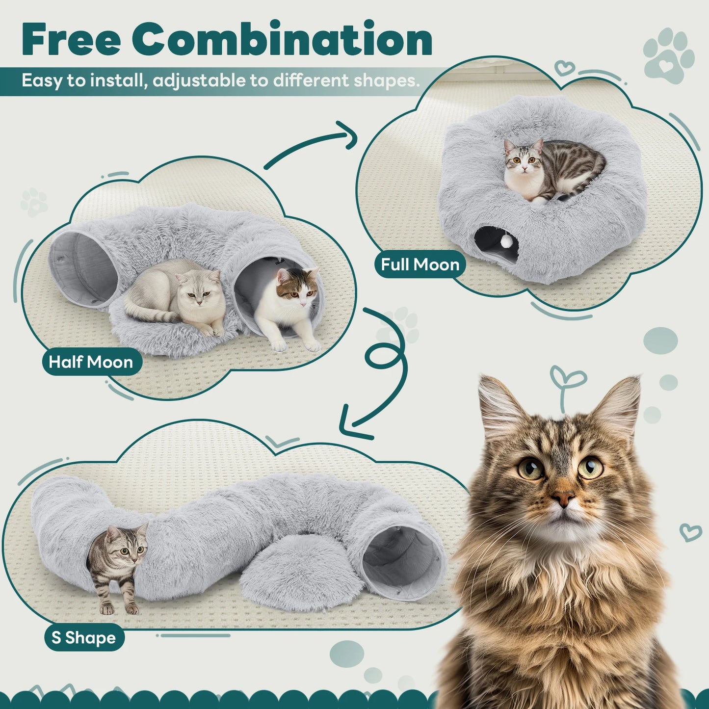 Jhk Doughnut Cat Tunnel Bed Soft Plush Washable Hideout
