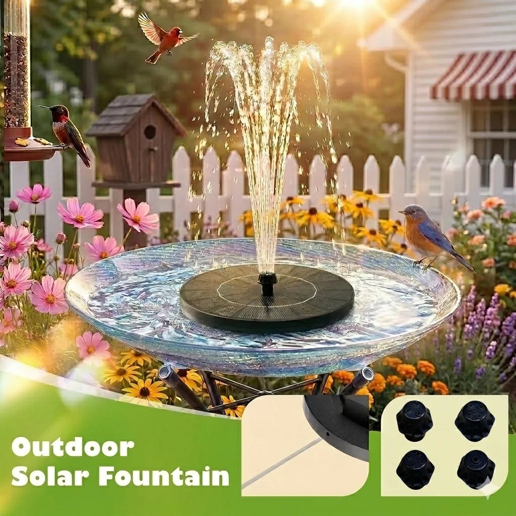 Solar Water Fountain With Four Nozzles For Garden Outdoor Decor