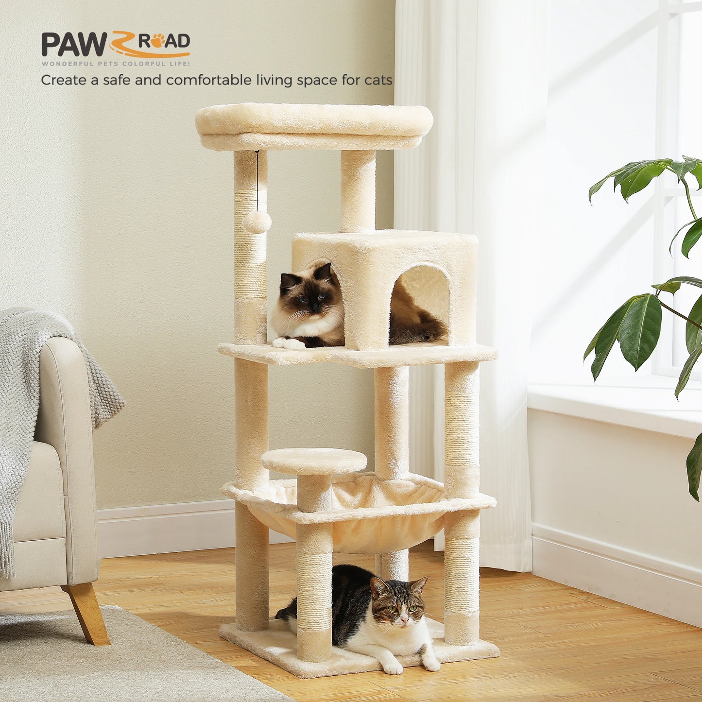 PETEPELA Cat Tree Indoor 5 Level Tower With Metal Frame