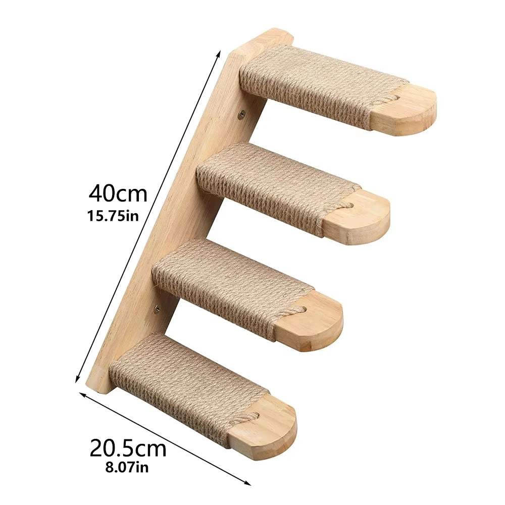 CWV Wall Mounted Cat Shelves Pine Wood Moon Star Platform