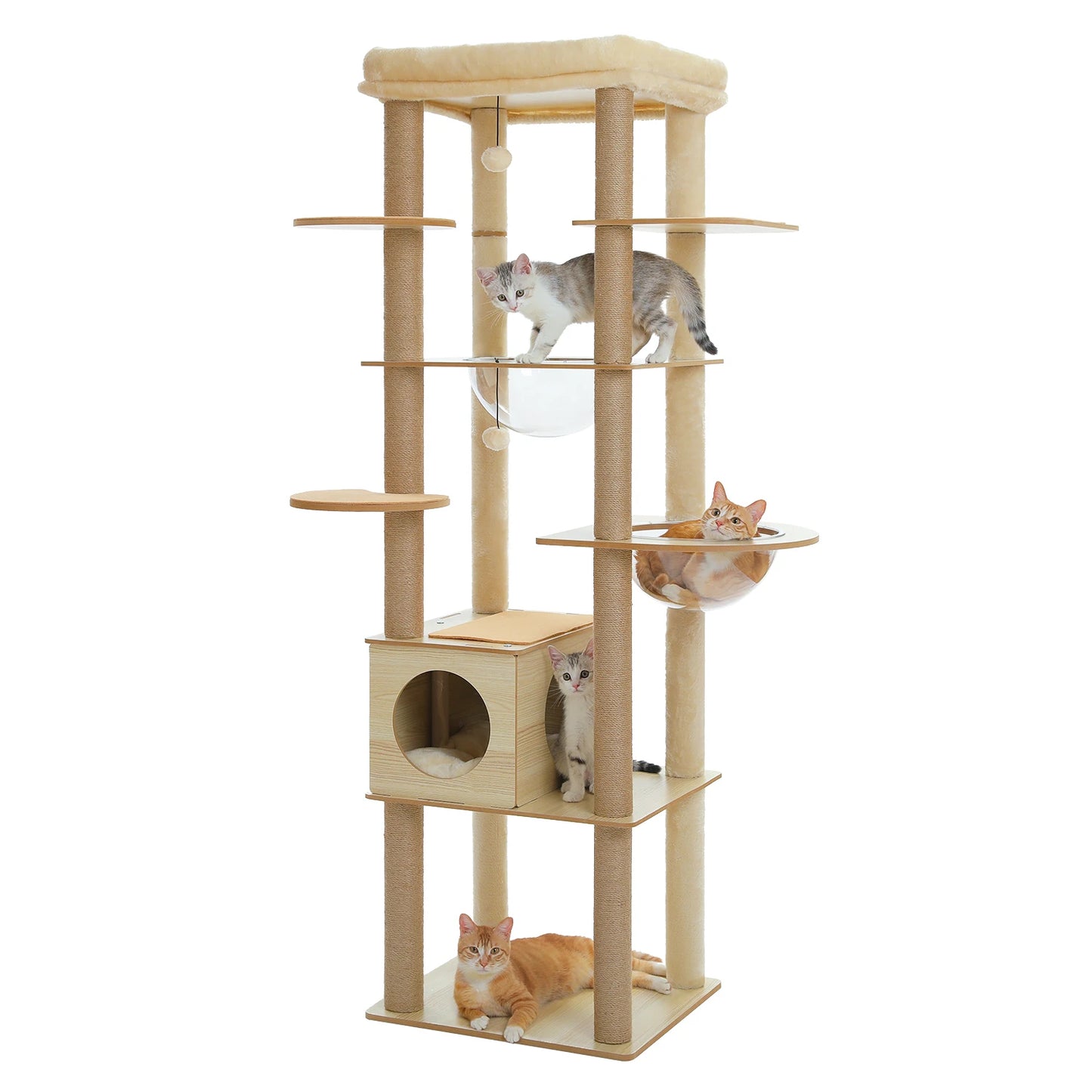 PAWZ Ro Multi-Level Cat Tree Wood Tower With Scratching Posts