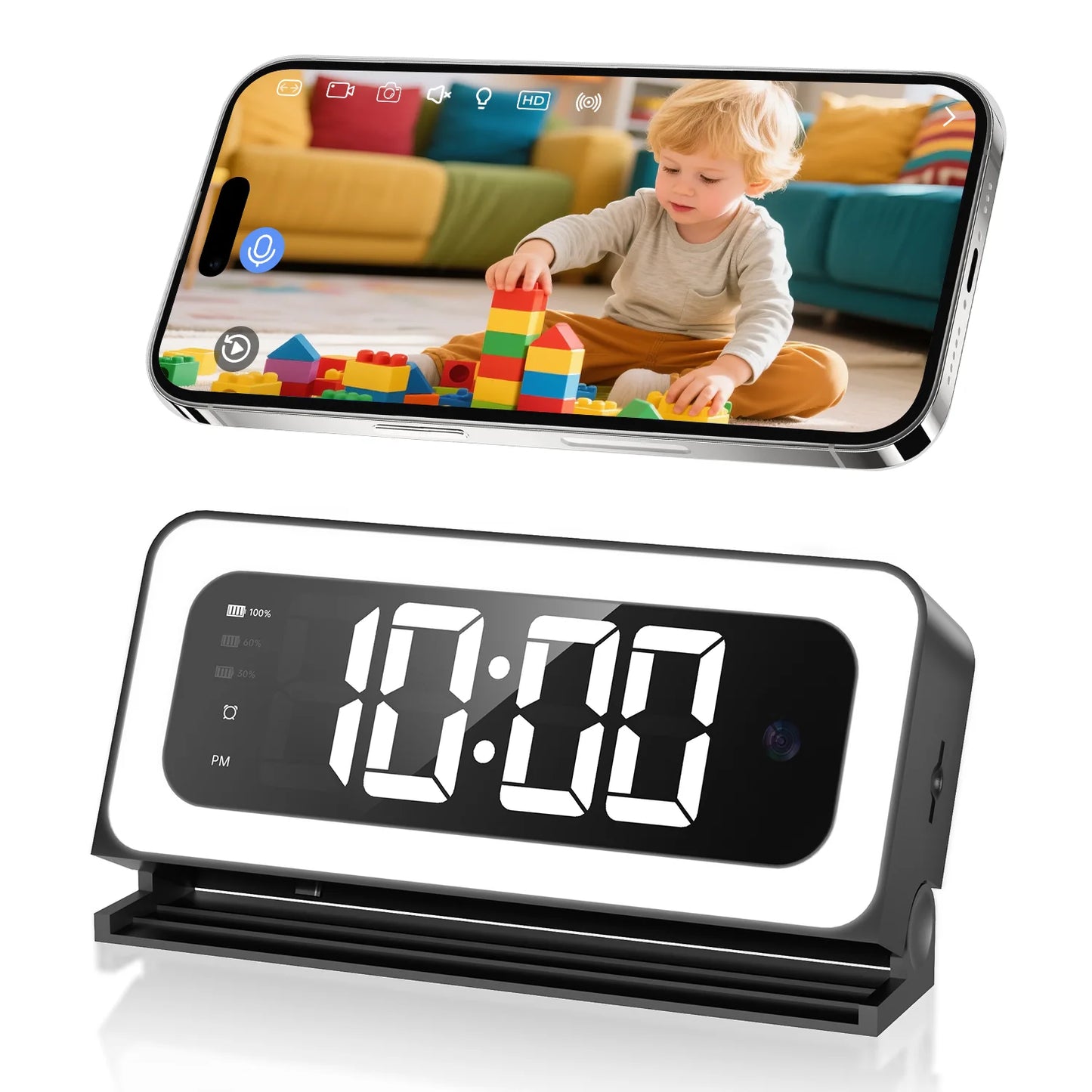 Clock Camera 2K with 5G WiFi Security Camera, Nanny Cam Indoor for Home Security, Two-Way Talk by Wesecuu