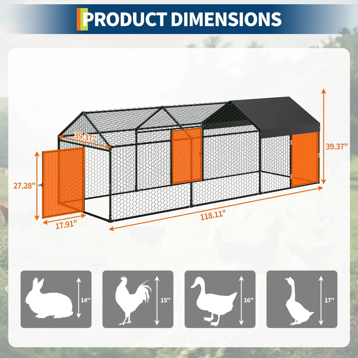 HiMISS Heavy Duty Walk In Chicken Run With UV Cover
