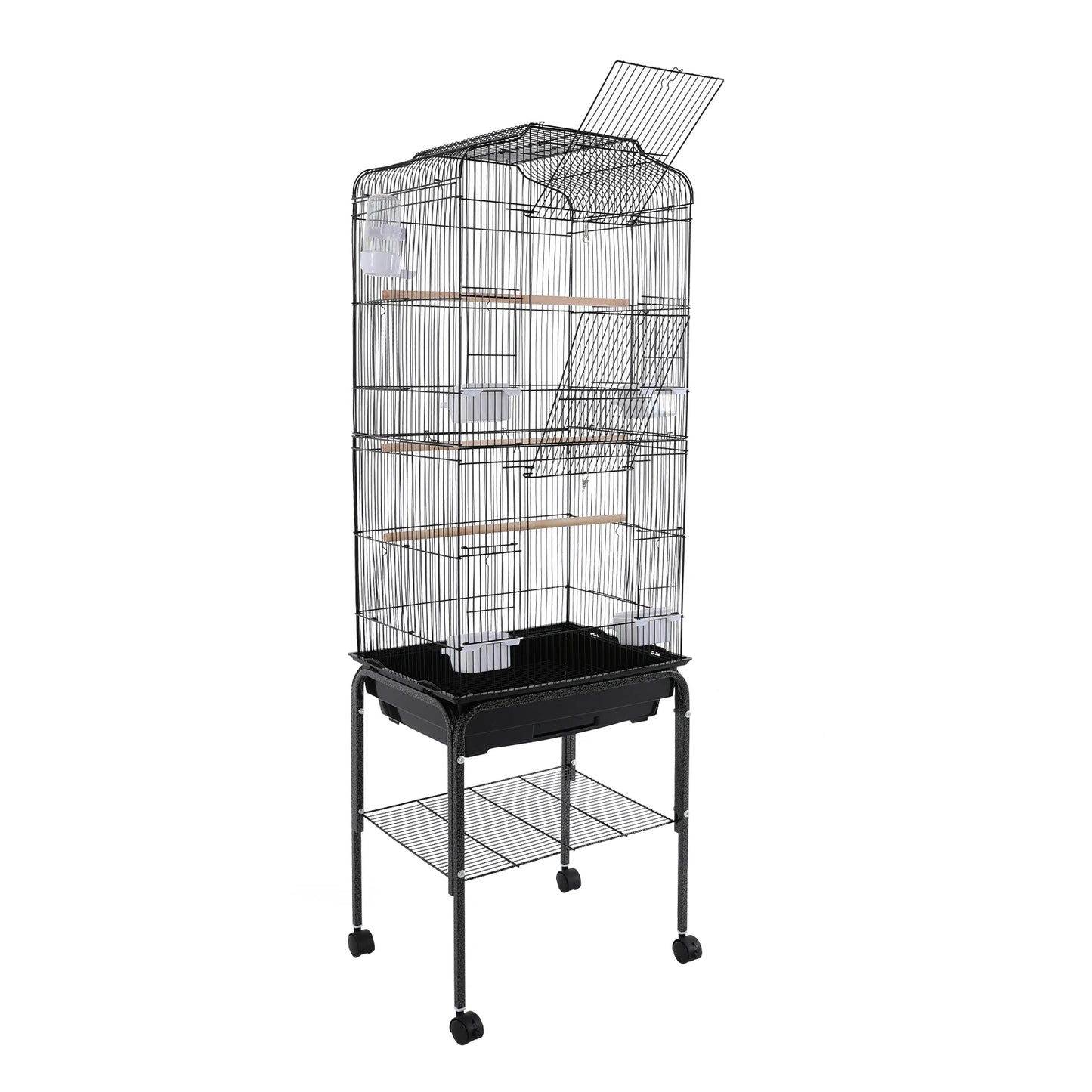 Large Metal Bird Cage With Stand And Wheels For Parrots