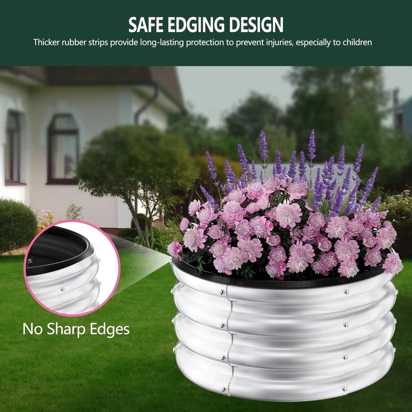 Galvanized Raised Garden Beds Outdoor, 3 Round Metal Planters (2x2x1Ft), Heavy Duty Flower Herb Vegetable Boxes, Open-Bottom