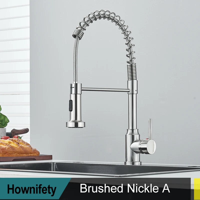 Hownifety Chrome Kitchen Sink Faucet Stainless Steel Hot and Cold Water Tap Deck Mounted Bathroom Gourmet Kitchen Crane