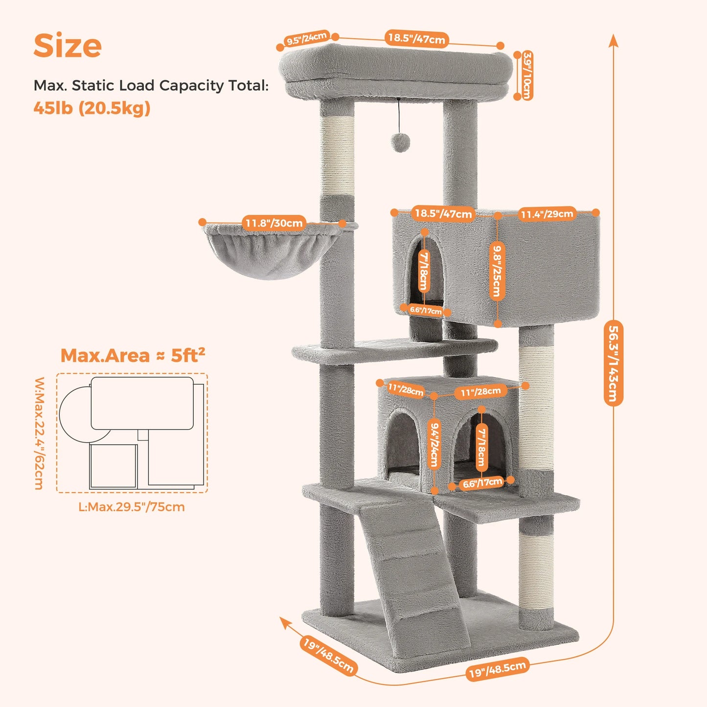 PAWZ Road Indoor Cat Tree With Hammock And Scratching Posts