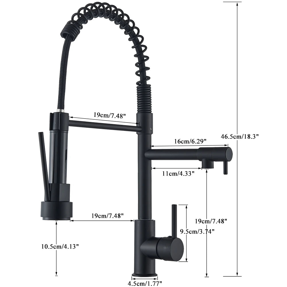 Rozin Black and Rose Golden Spring Pull Down Kitchen Sink Faucet  Hot & Cold Water Mixer Crane Tap with Dual Spout Deck Mounted