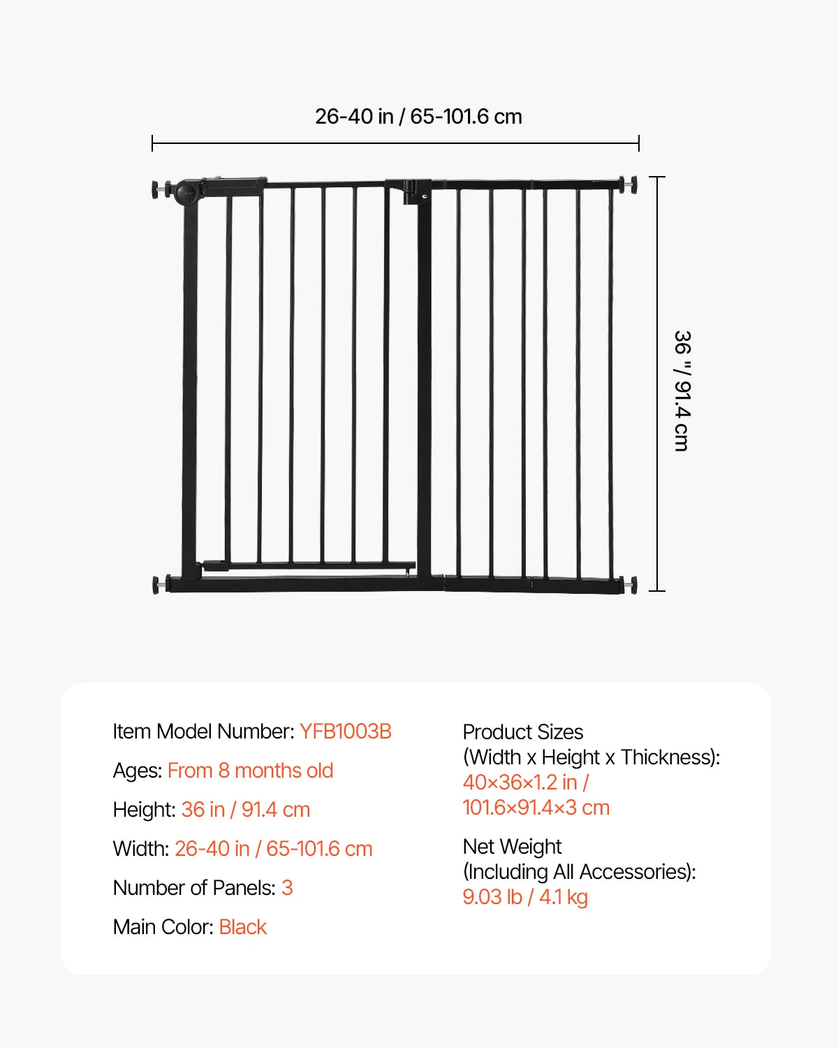 SucceBuy Stainless Steel Baby Gate Pressure Mount With Walk Thru