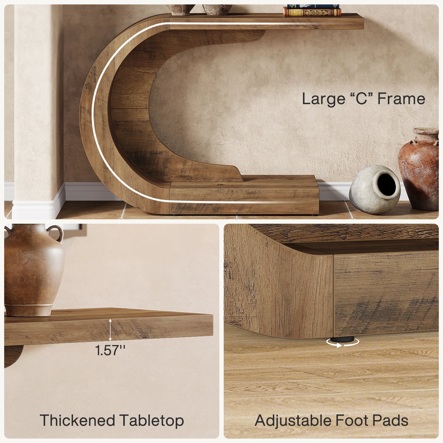 Tribesigns Wooden Oval Console Table With Storage Shelf