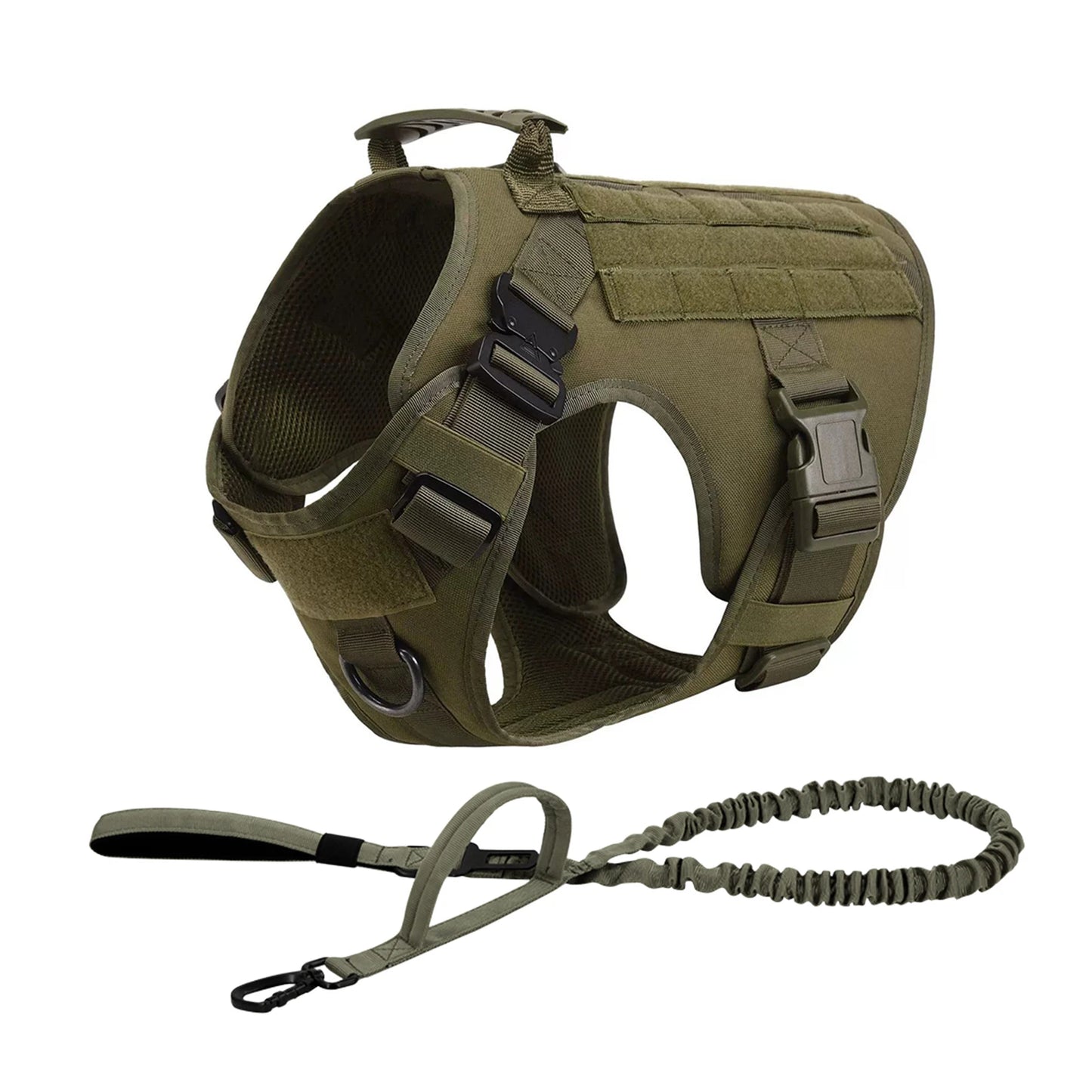 Tactical Nylon Dog Harness With Quick Release And Molle Pouches