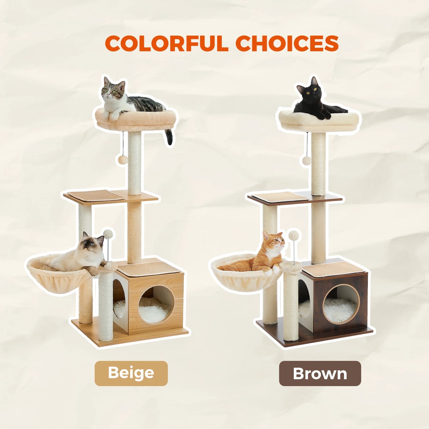 PAWZ Road Indoor Cat Tower Featuring Sisal Posts And Hammock