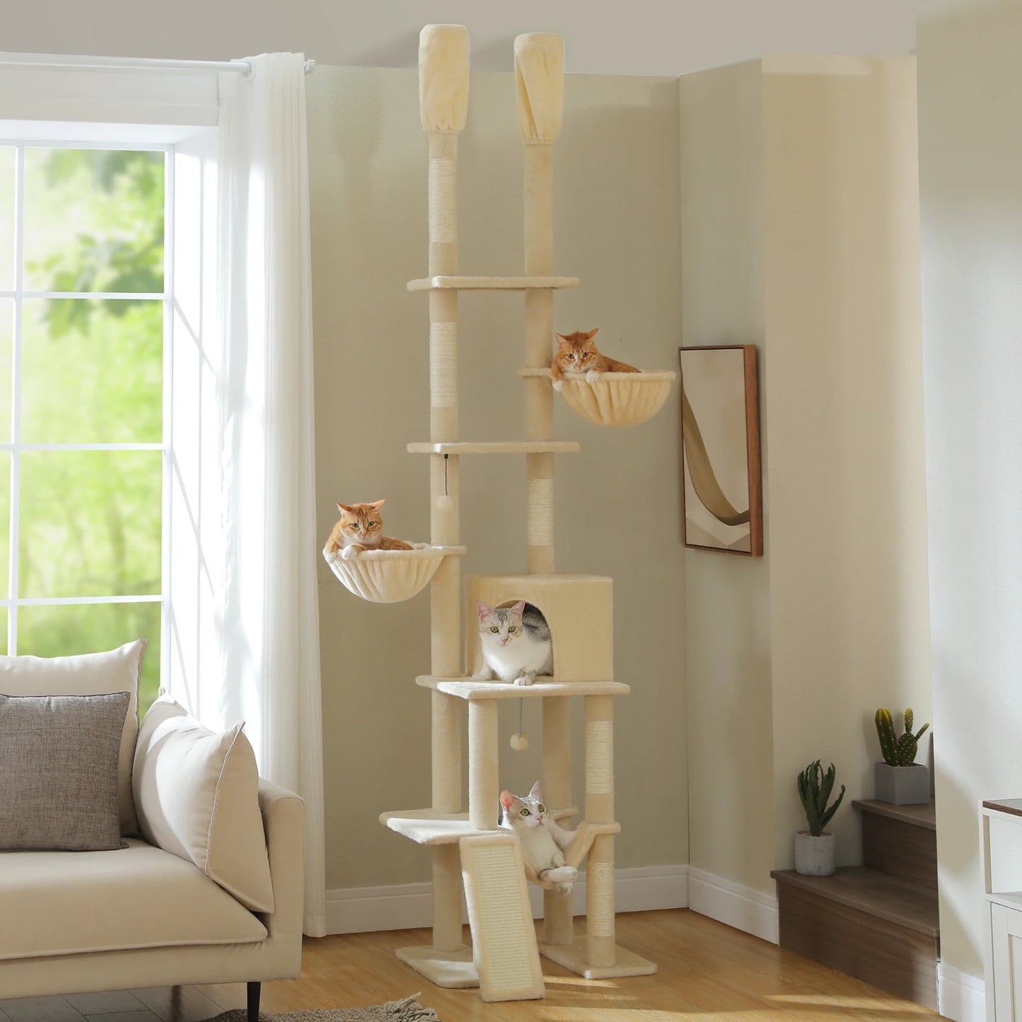 PAWZ Road Floor To Ceiling Cat Tree With Seven Tiers