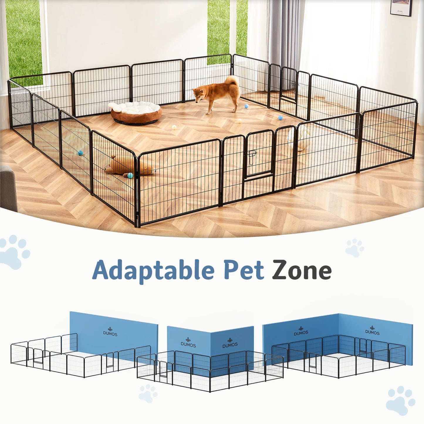 JHK Foldable Metal Dog Playpen With Secure Gate For Yard