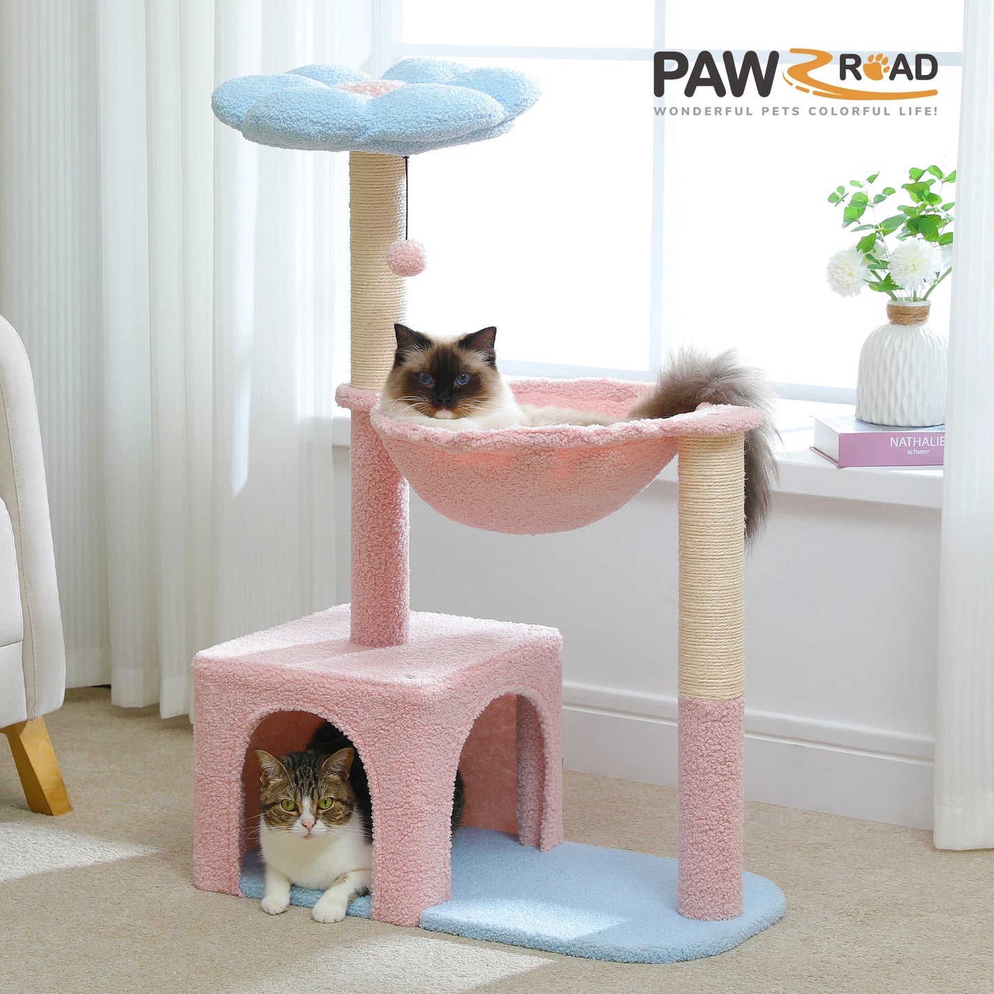 Petepela Flower Cat Tower With Sisal Posts And Metal Hammock