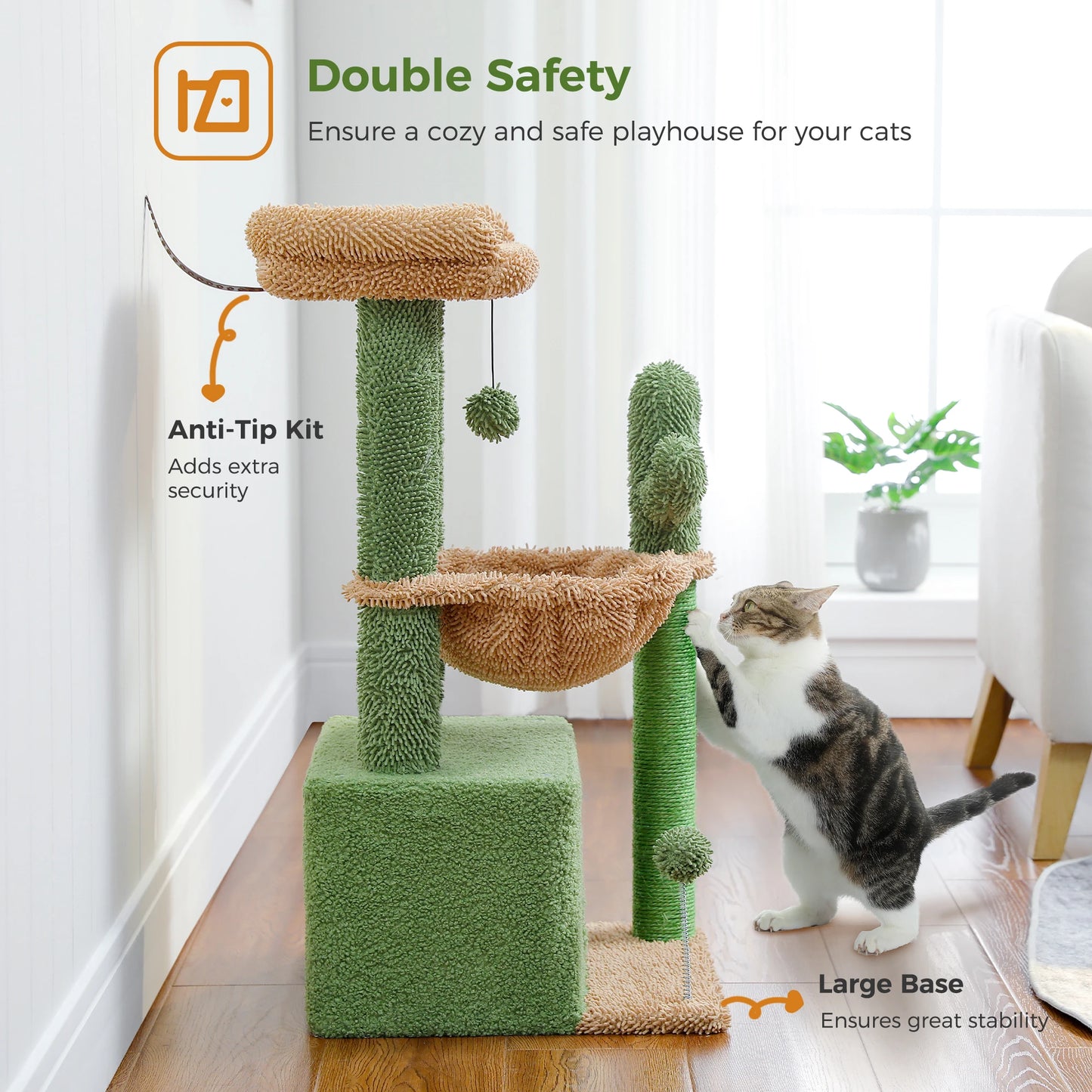 Pequlti 4 In 1 Cactus Cat Tree With Scratching Post