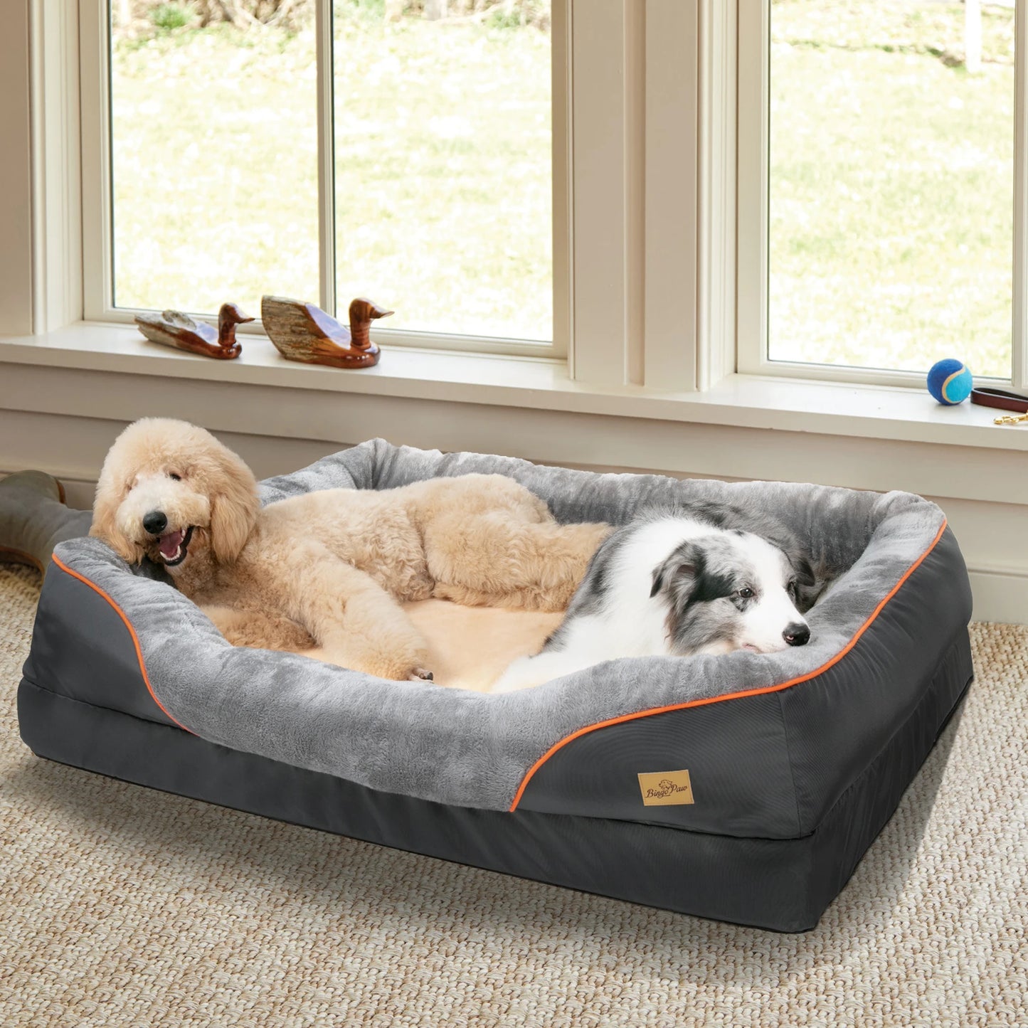 BINGOPAW Large Dog Bed With Removable Washable Fleece Cover Waterproof