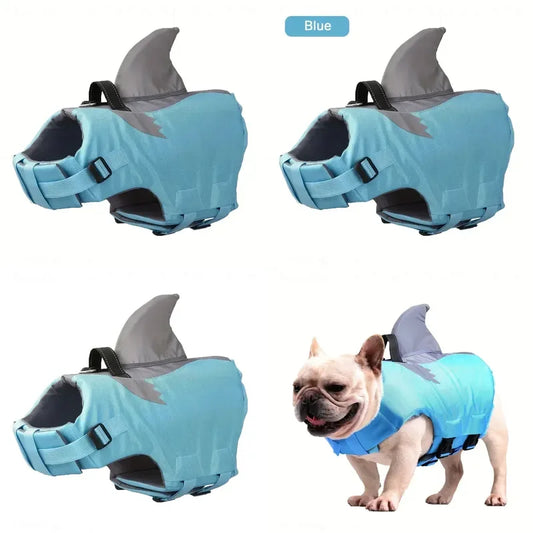 Shark Shape Reflective Dog Life Jacket With Adjustable Safety Handle