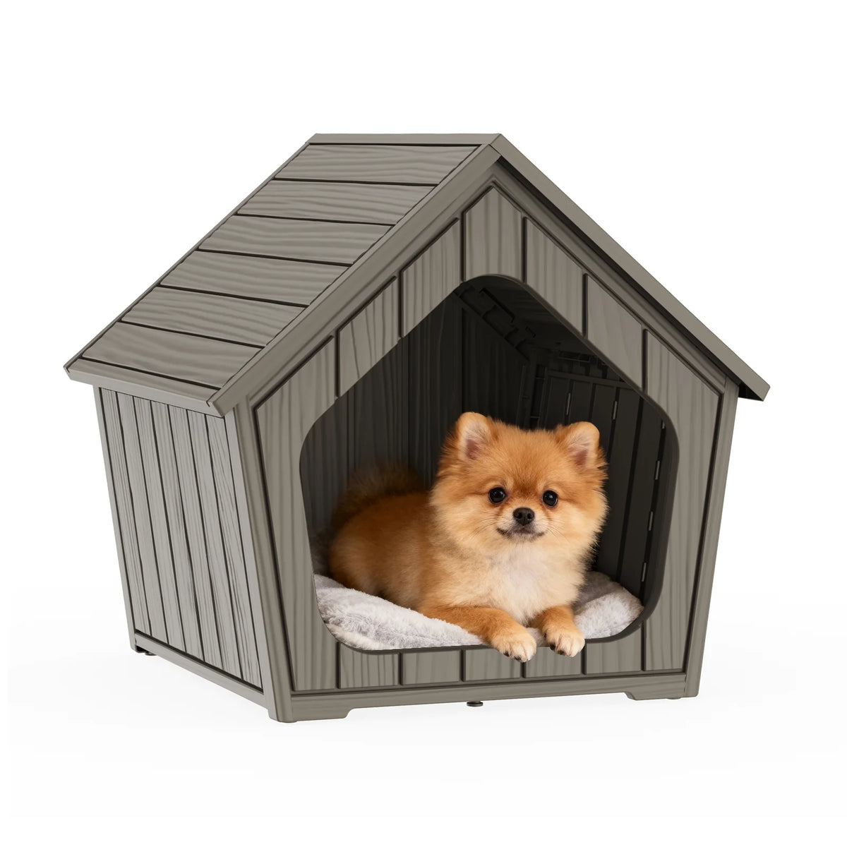 Waterproof Plastic Dog House With Ventilated Gable Roof Shelter