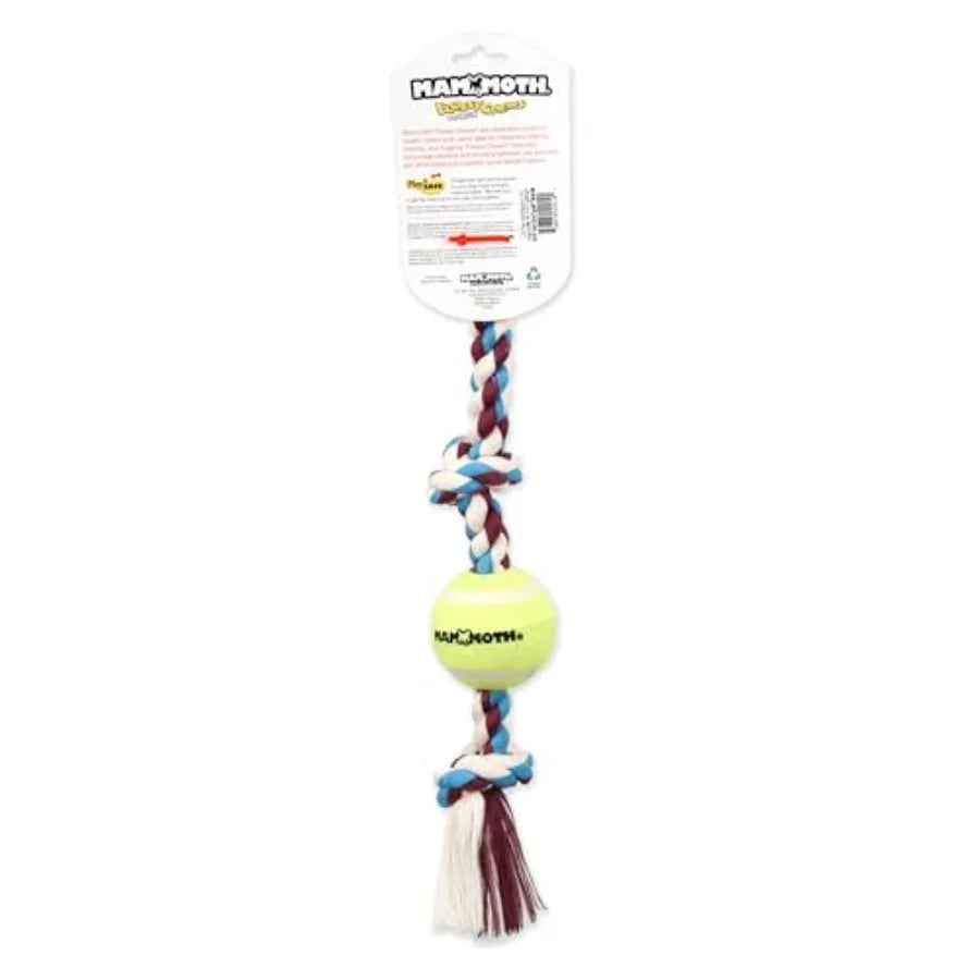 Mammoth Three Knot Dog Rope Tug Toy With Tennis Ball