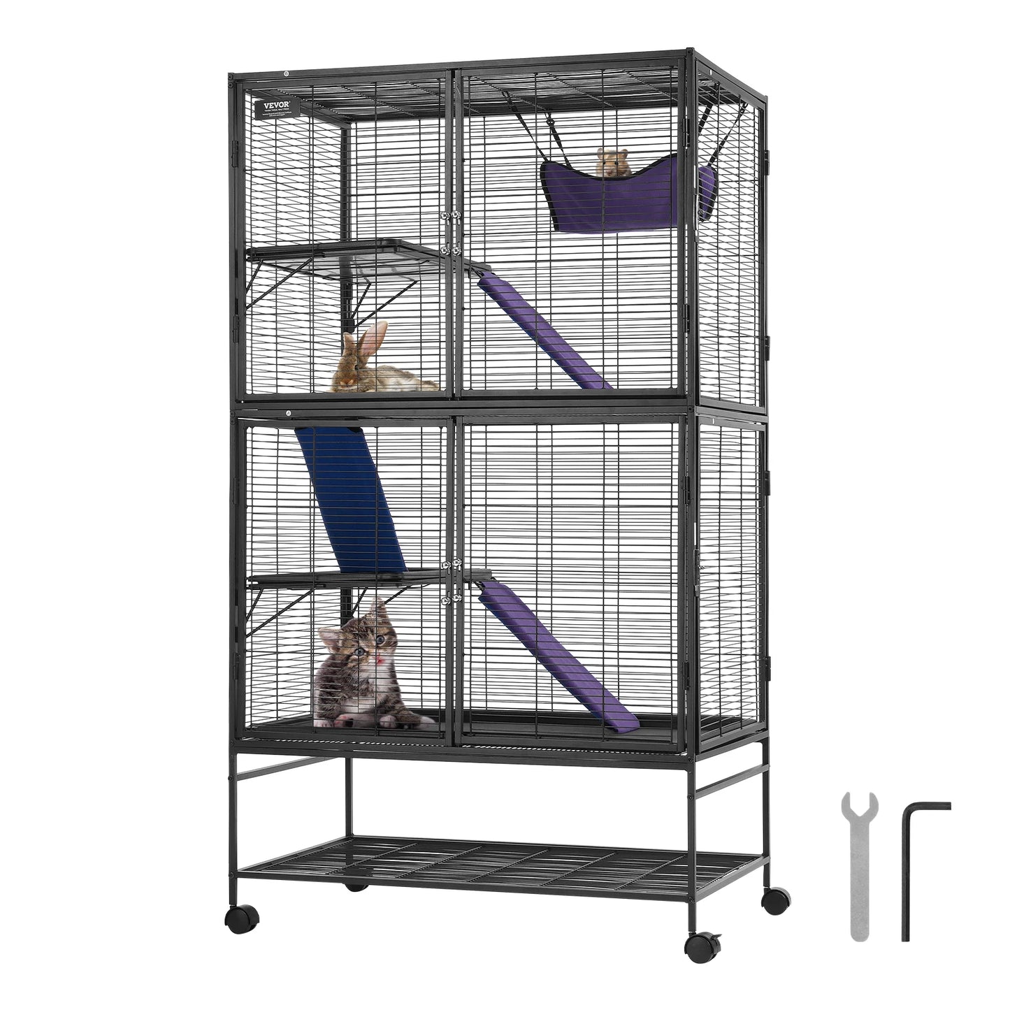 SucceBuy Rolling Four Tier Metal Critter Cage For Small Animals