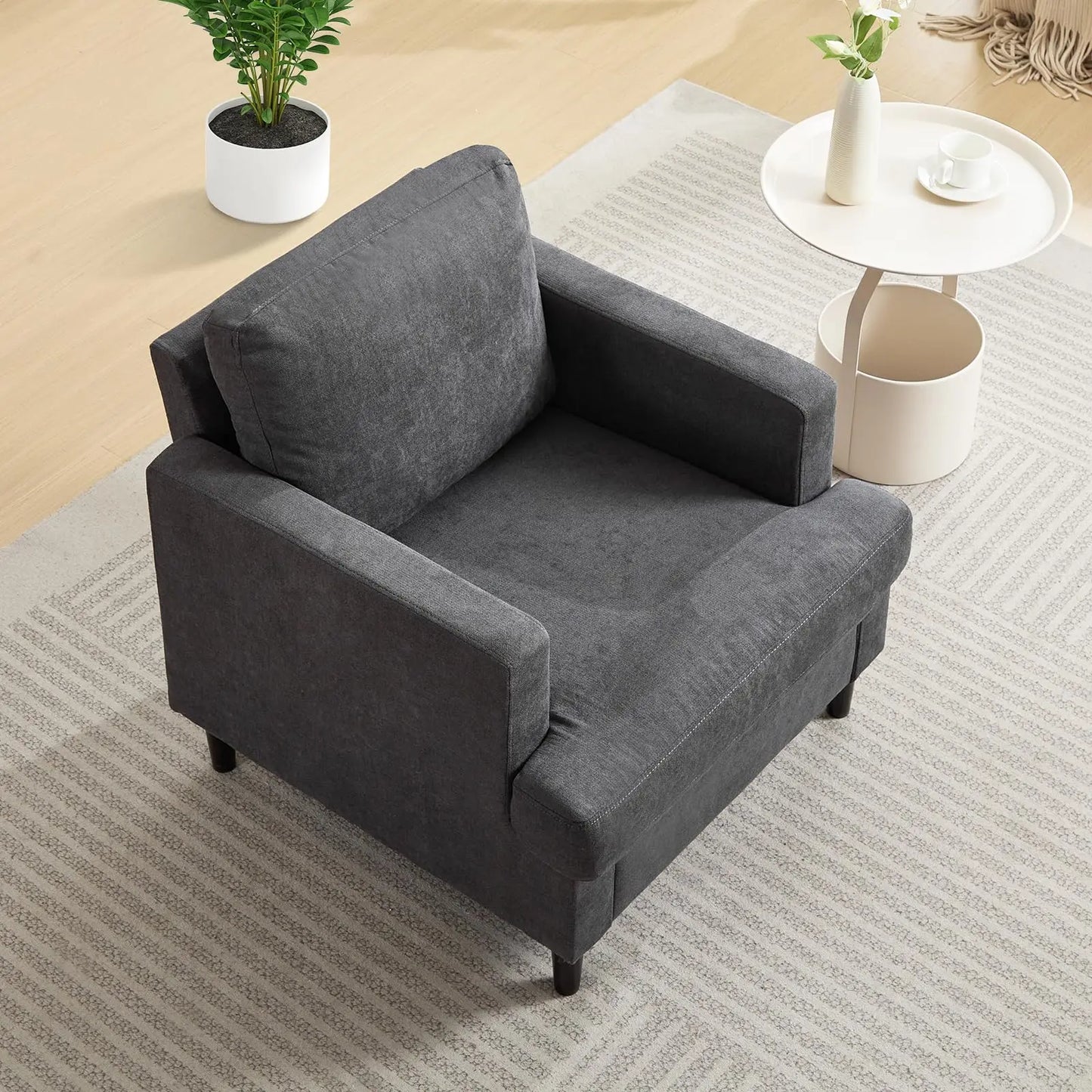 Modern Upholstered Accent Chair With Deep Plush Seat For Home