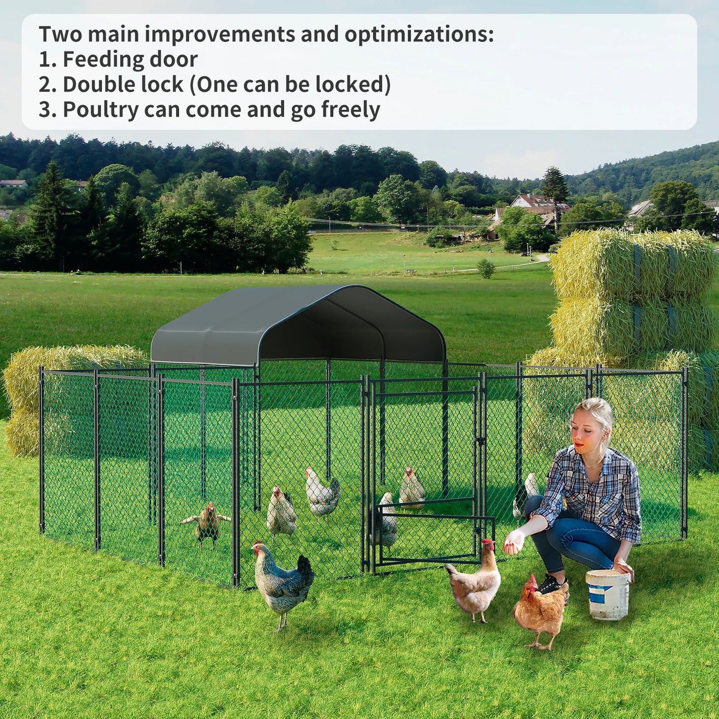Outdoor Metal Chicken Coop With Waterproof Cover Poultry House