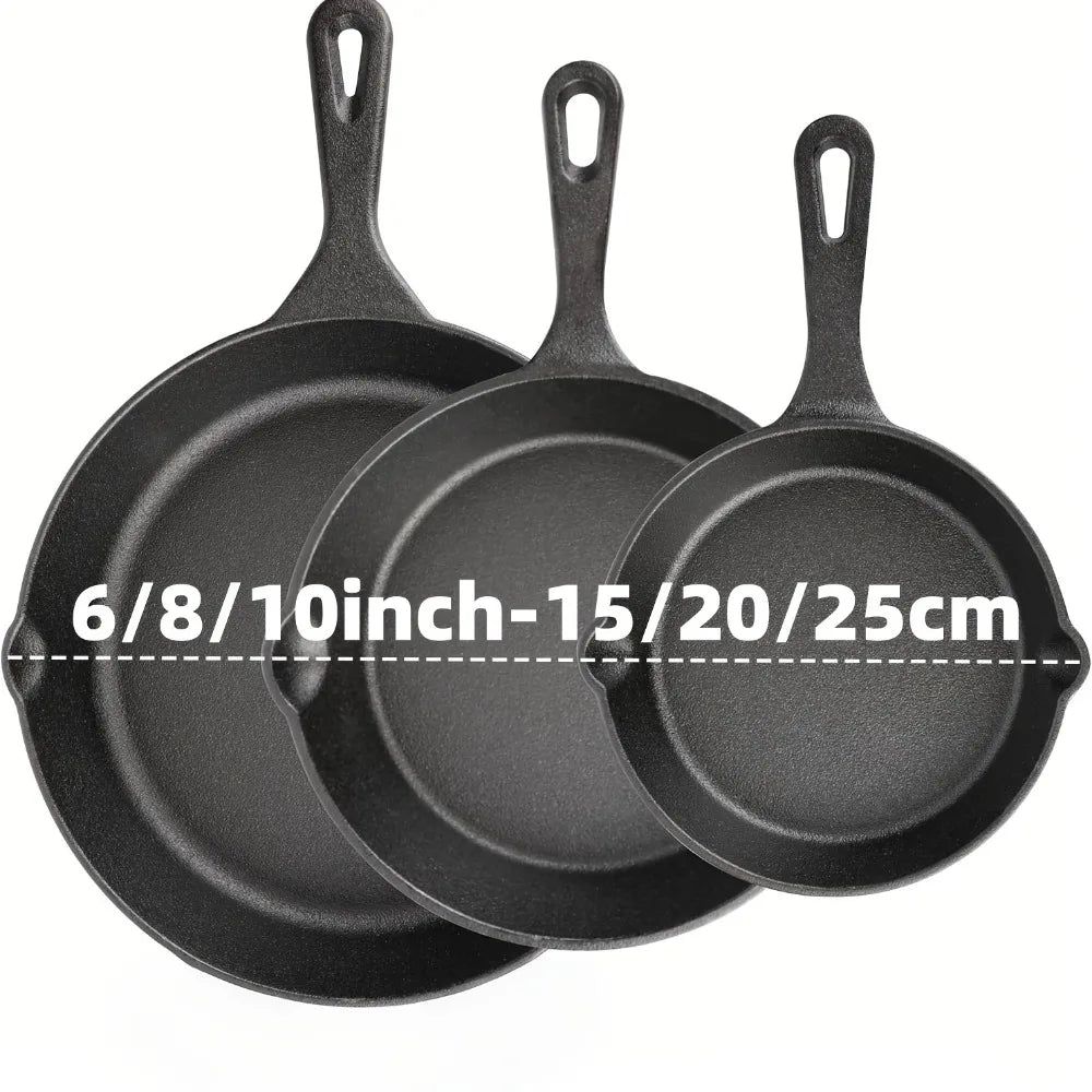 Pre-Seasoned Cast Iron Skillet Set for Oven Grill and Campfire