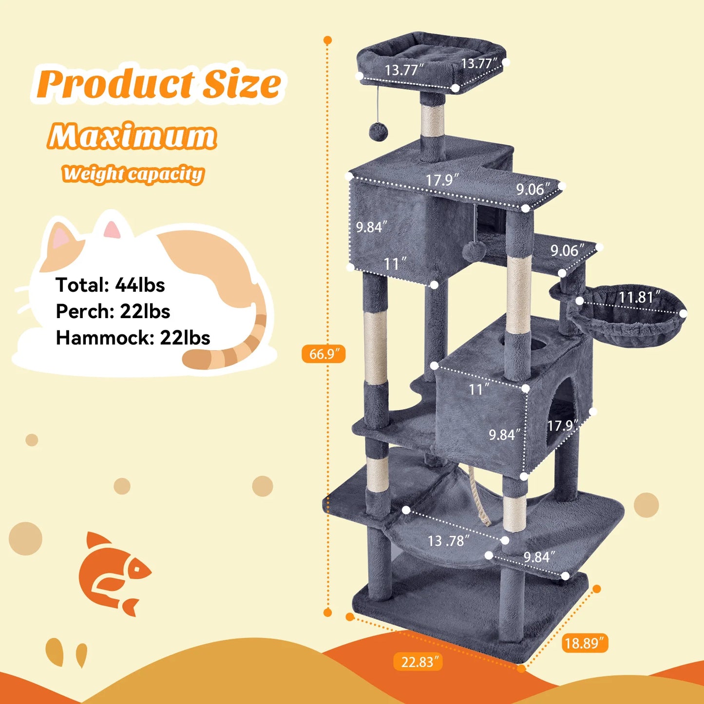 MCQ Multi Level Cat Climbing Tree With Sisal Scratching Posts