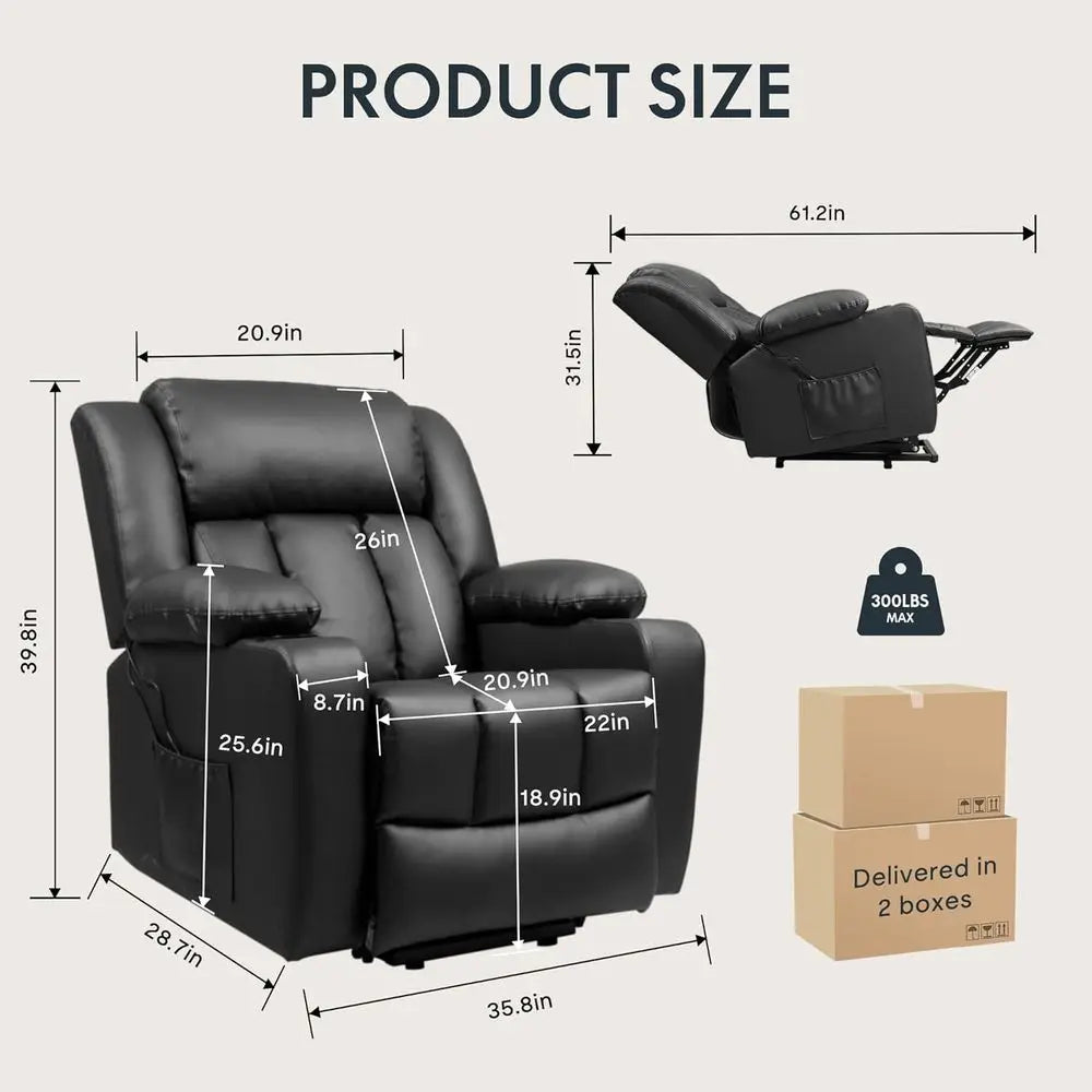 Power Recliner Chair With Massage Heat And Cup Holder