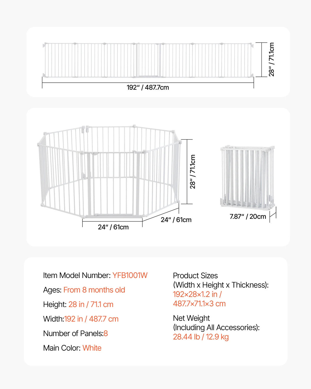 SucceBuy Stainless Steel Baby Gate Pressure Mount With Walk Thru