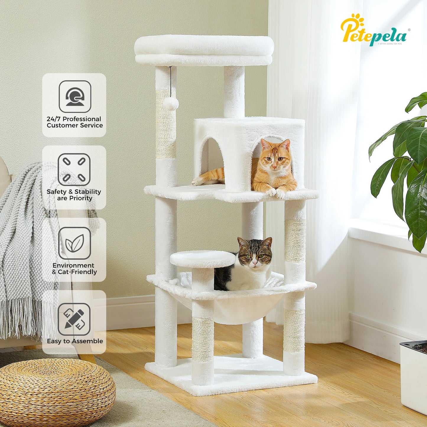 PETEPELA Cat Tree Indoor 5 Level Tower With Metal Frame