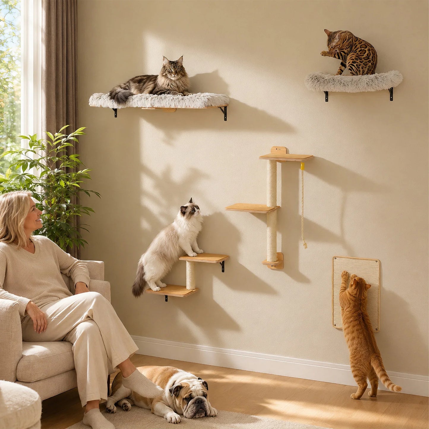PAWZ Road Wooden Cat Climbing Wall Shelves And Perches