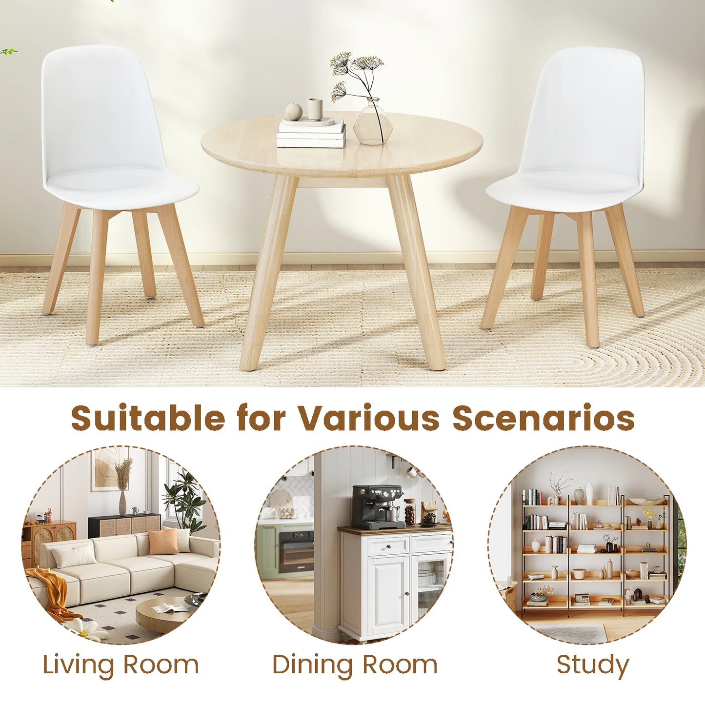 Homasis Modern Armless Wood Dining And Kitchen Chairs