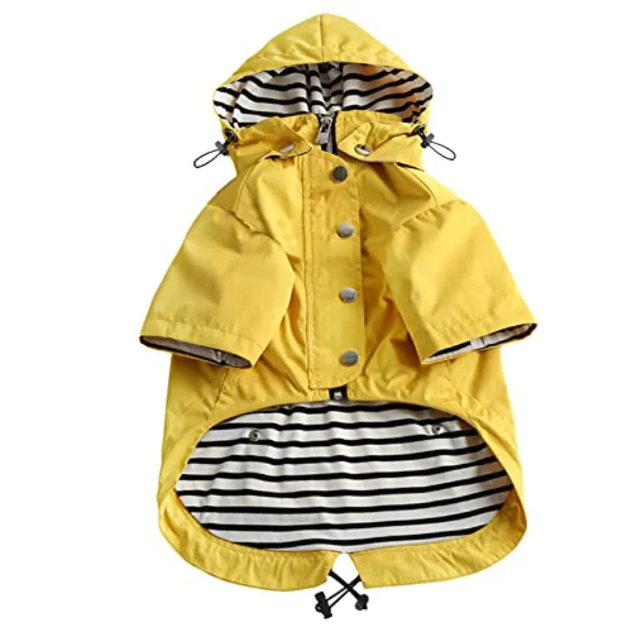 Dog Reflective Zip Up Raincoat With Hood And Leg Coverage